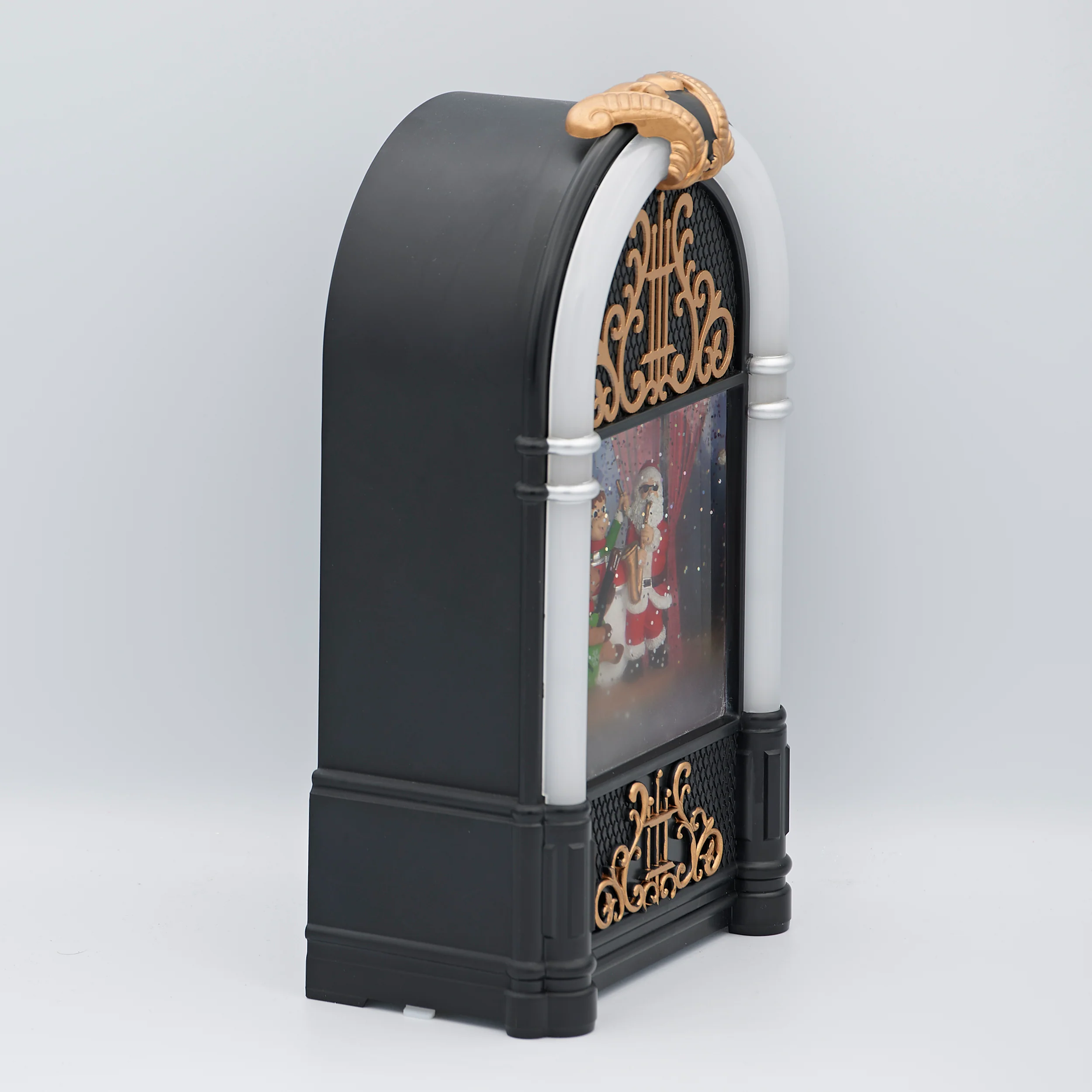 Confetti Lites Lighted Musical Swirl Jukebox with Santa, Elf & Reindeer - Image 2