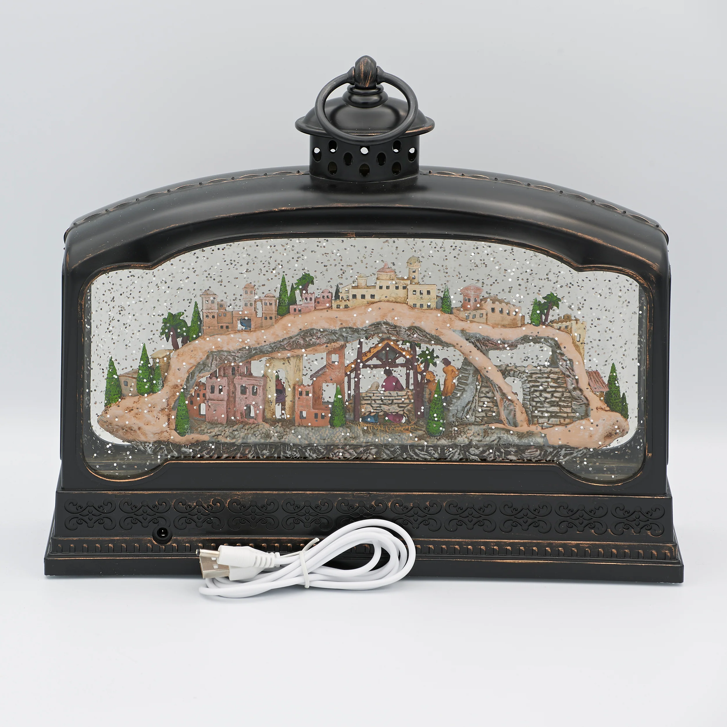 Confetti Lites Lighted Musical Swirl Nativity Village Lantern - Image 2
