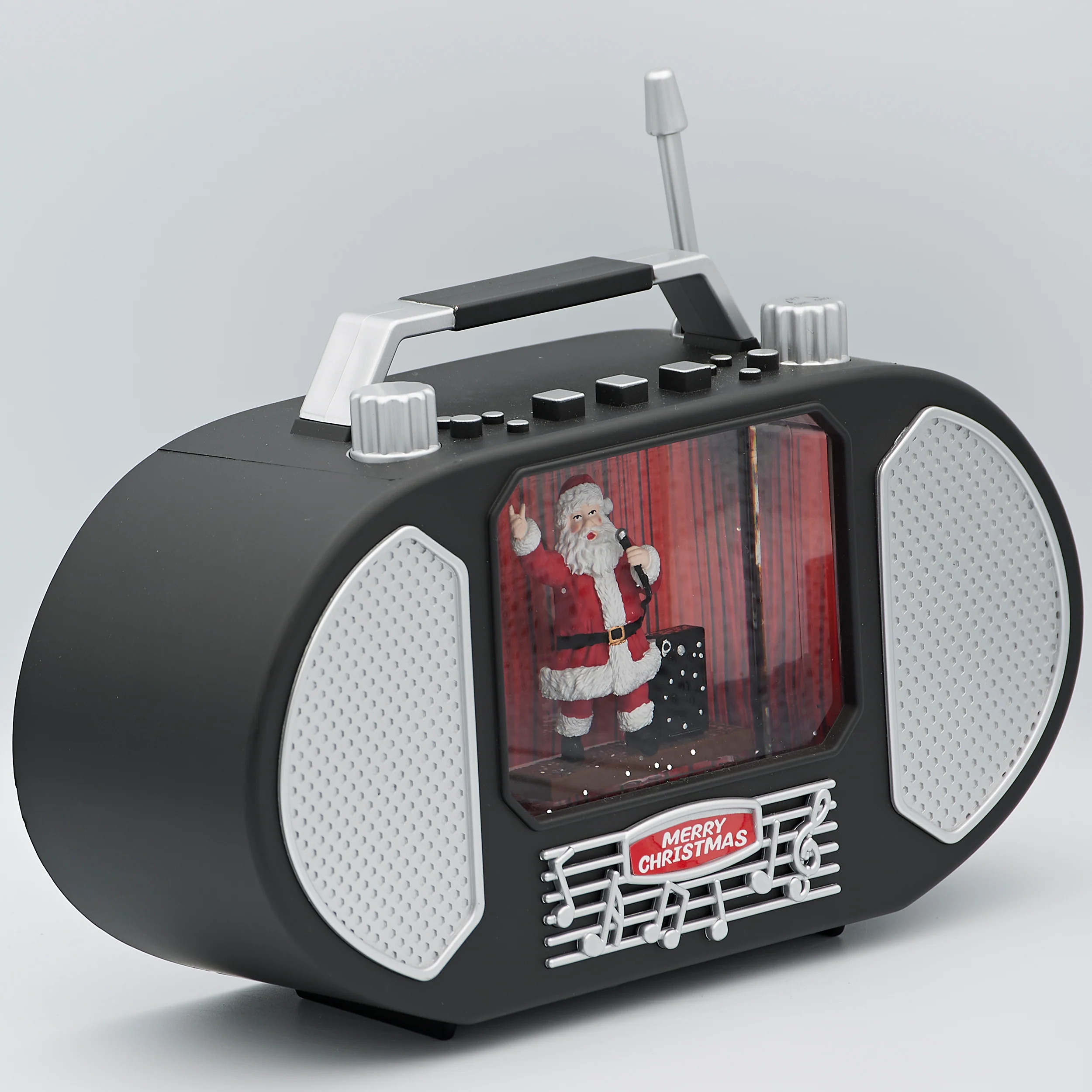 Confetti Lites Lighted Musical Swirl Singing Santa in Retro Radio - Image 3