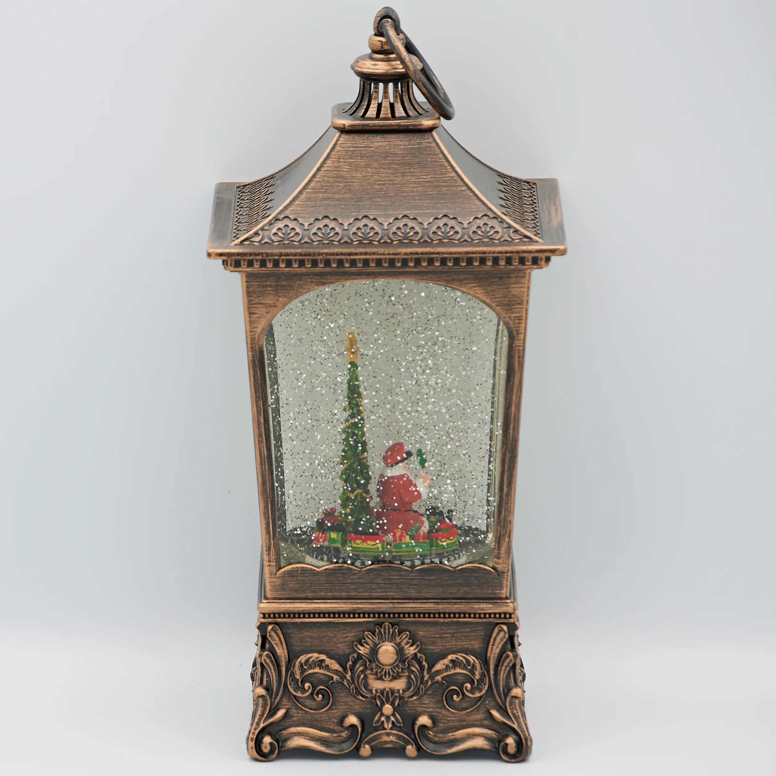 Confetti Lites Lighted Musical Swirl Vintage Lantern with Santa & Rotating Train - Image 3