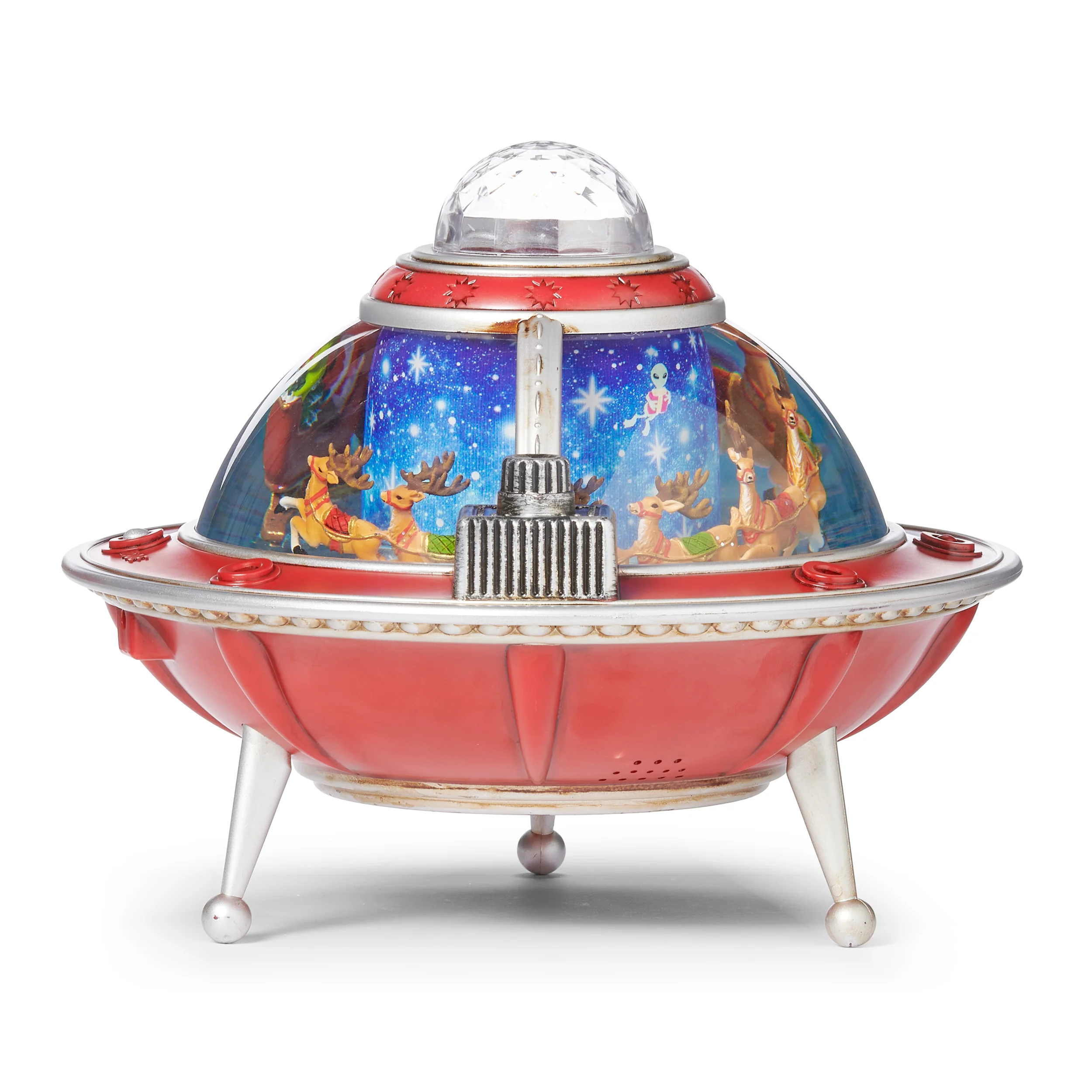 Confetti Lites Lighted Musical UFO with Rotating Santa & Reindeer - Image 2