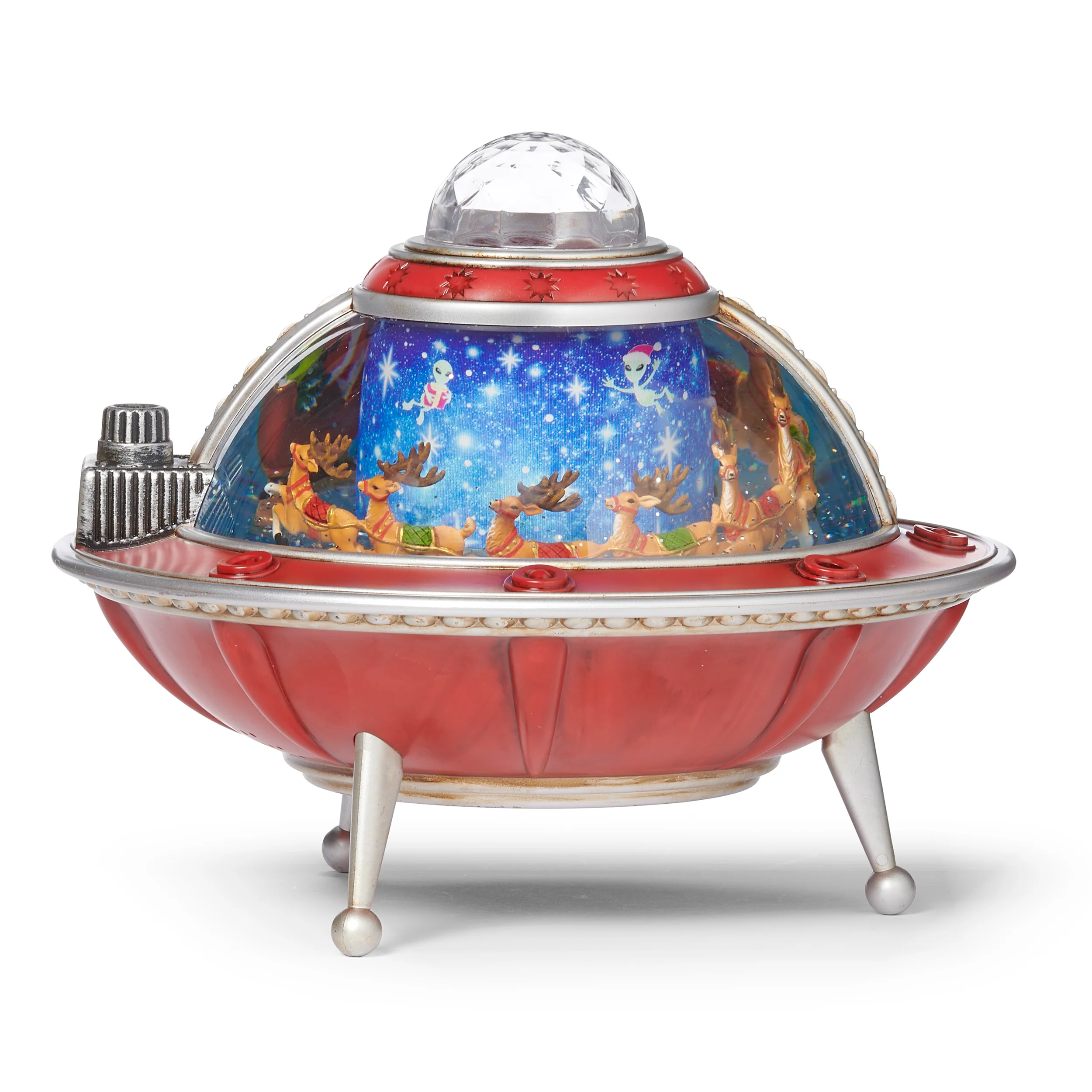 Confetti Lites Lighted Musical UFO with Rotating Santa & Reindeer - Image 3