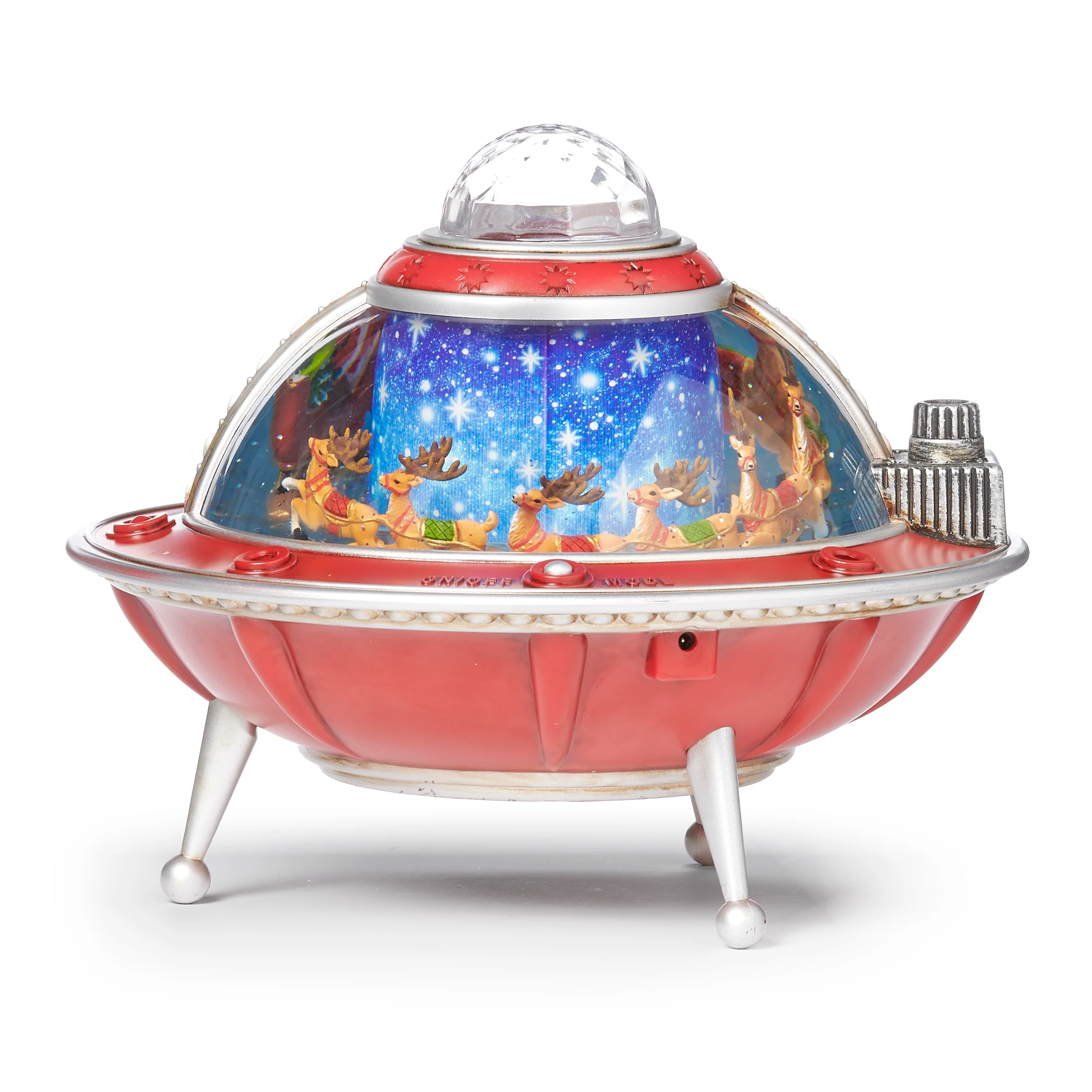 Confetti Lites Lighted Musical UFO with Rotating Santa & Reindeer - Image 4