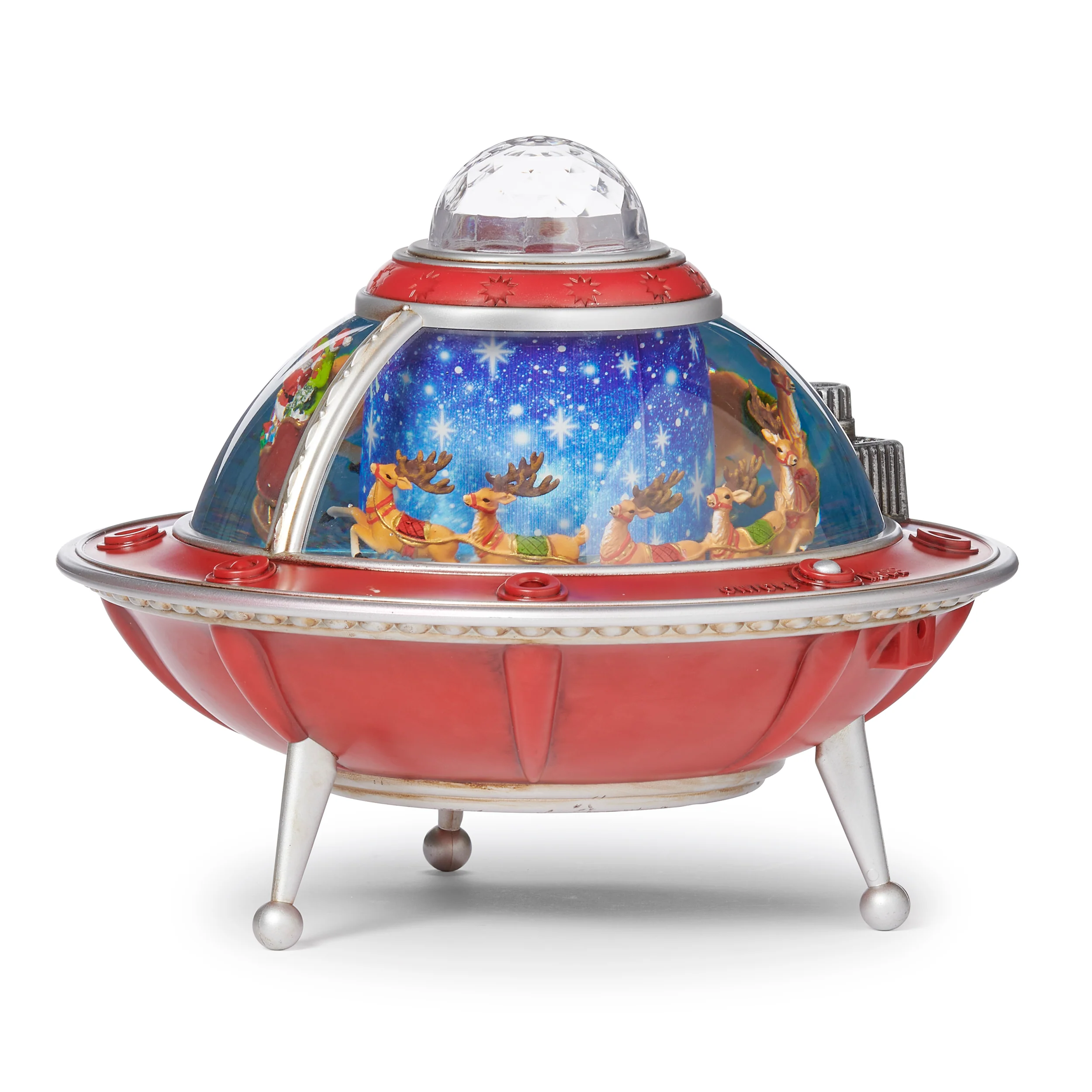 Confetti Lites Lighted Musical UFO with Rotating Santa & Reindeer - Image 5