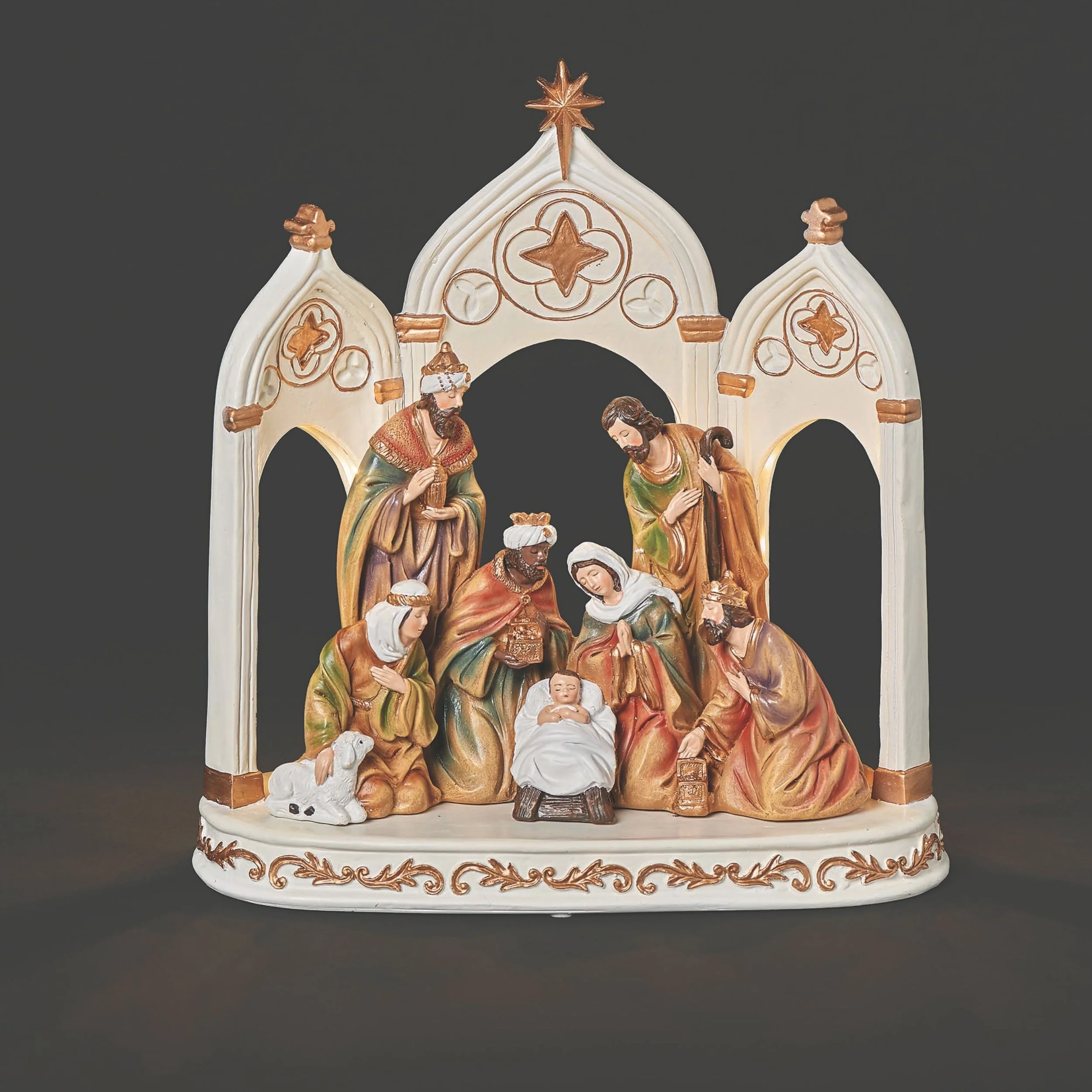 Lighted Nativity Scene with Arched Design