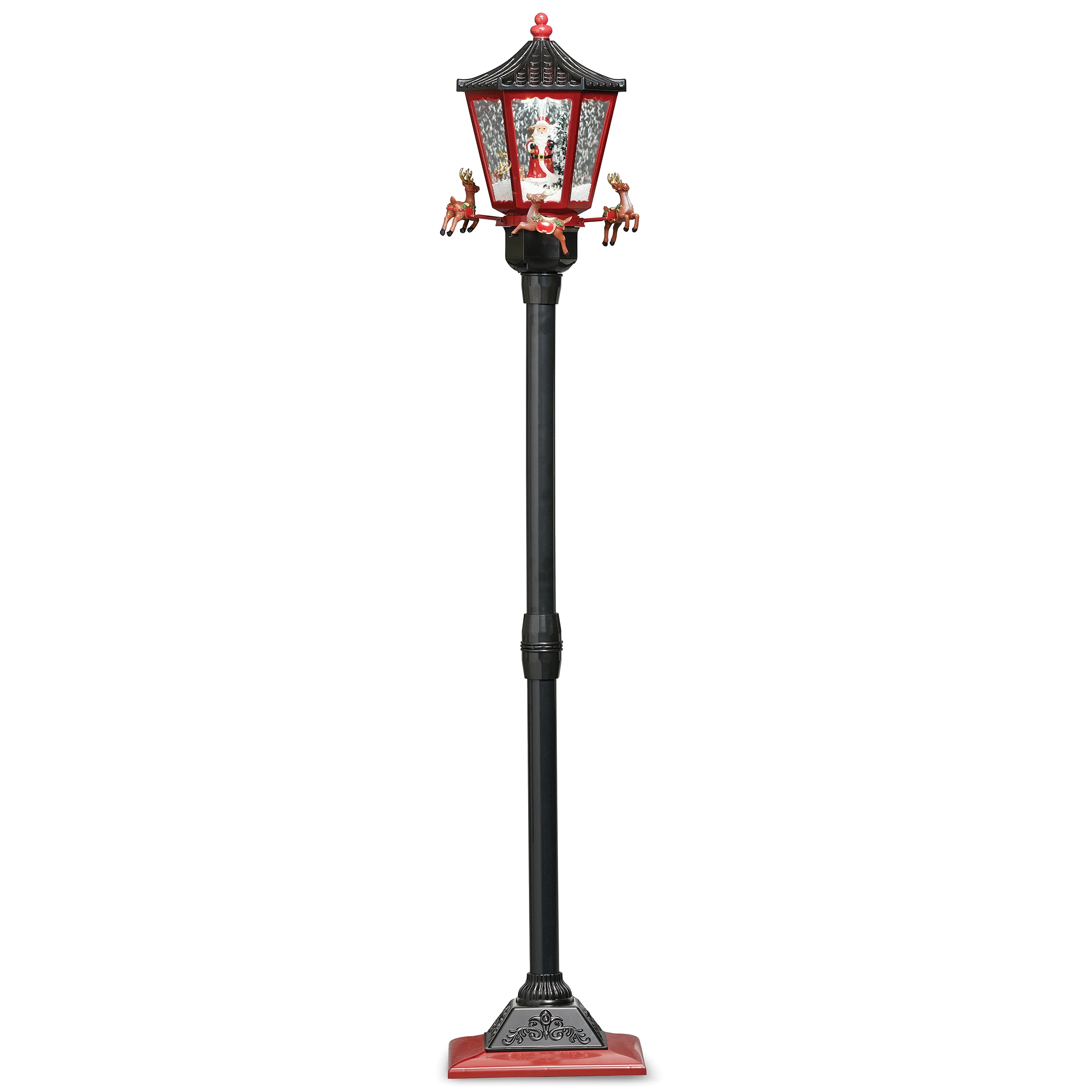 Amusements Lighted Snowing Lamppost with Santa & Reindeer