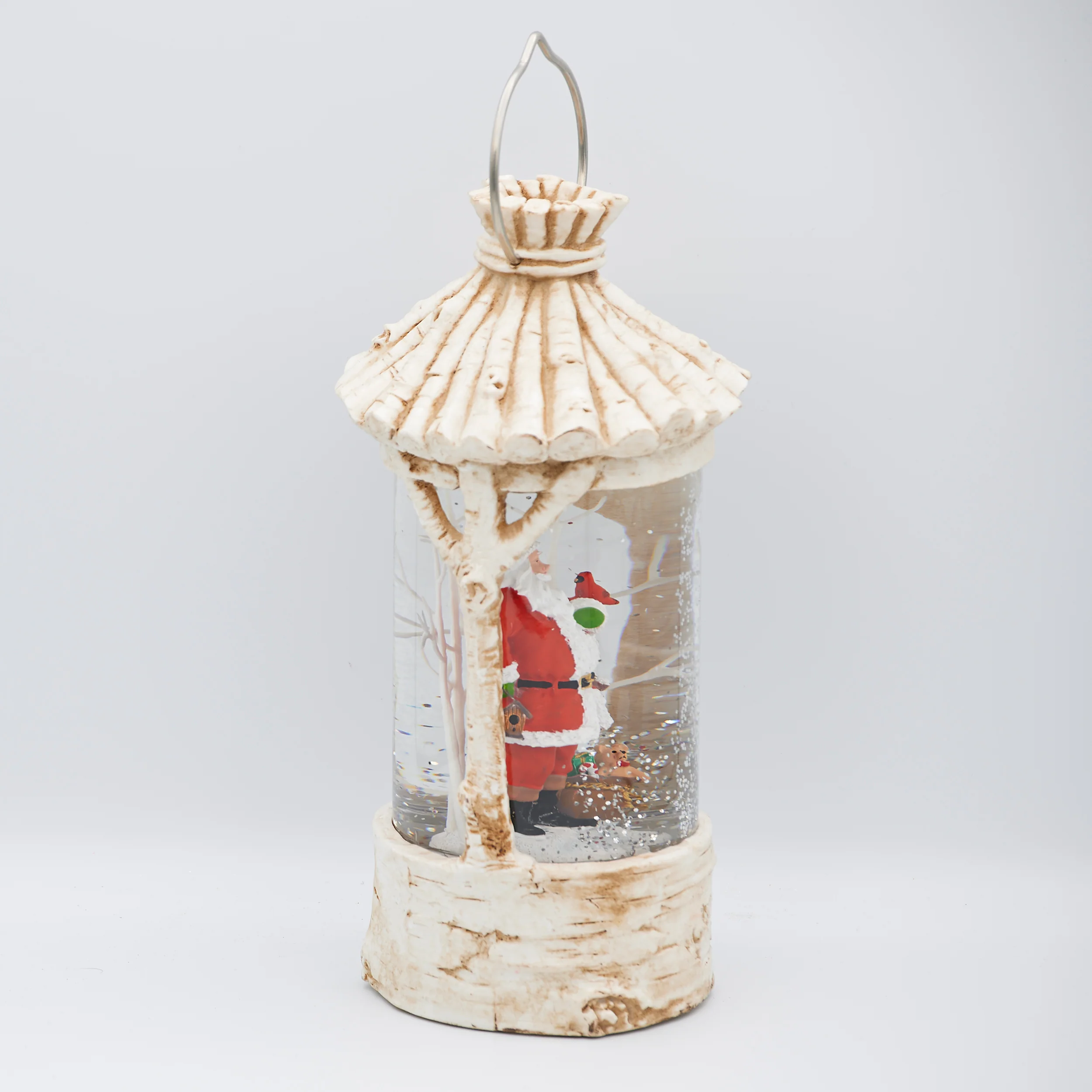 Confetti Lites Lighted Swirl Birch Lantern with Santa & Cardinal - Image 2
