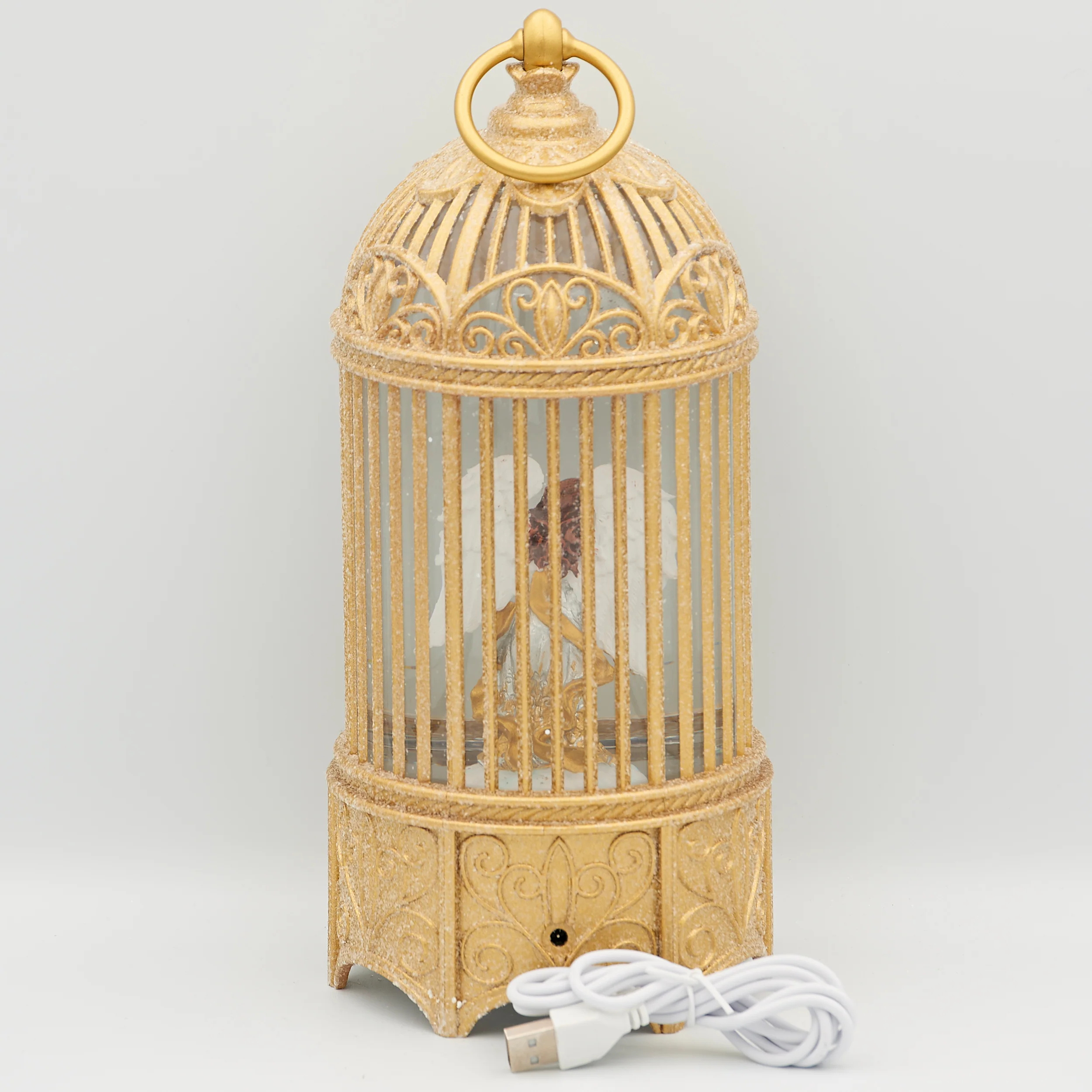 Confetti Lites Lighted Swirl Birdcage with Angel & Dove - Image 2