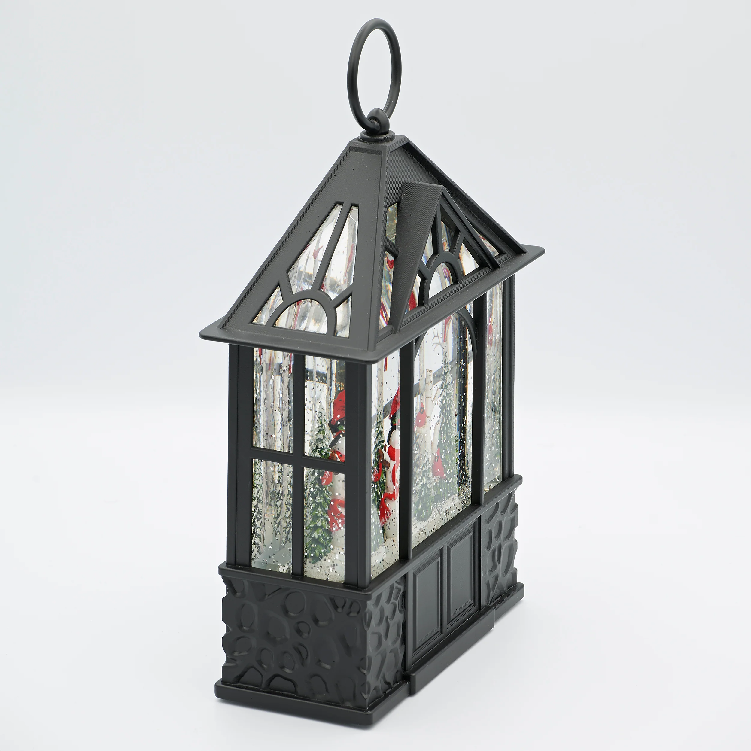 Confetti Lites Lighted Swirl Black Gazebo with Cardinals & Snowman - Image 2