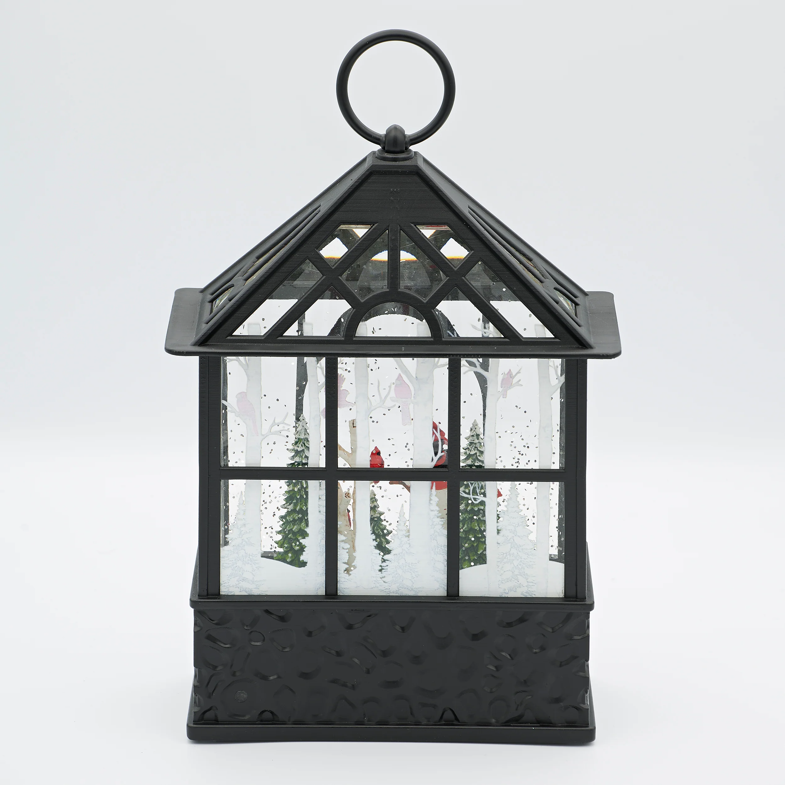 Confetti Lites Lighted Swirl Black Gazebo with Cardinals & Snowman - Image 3