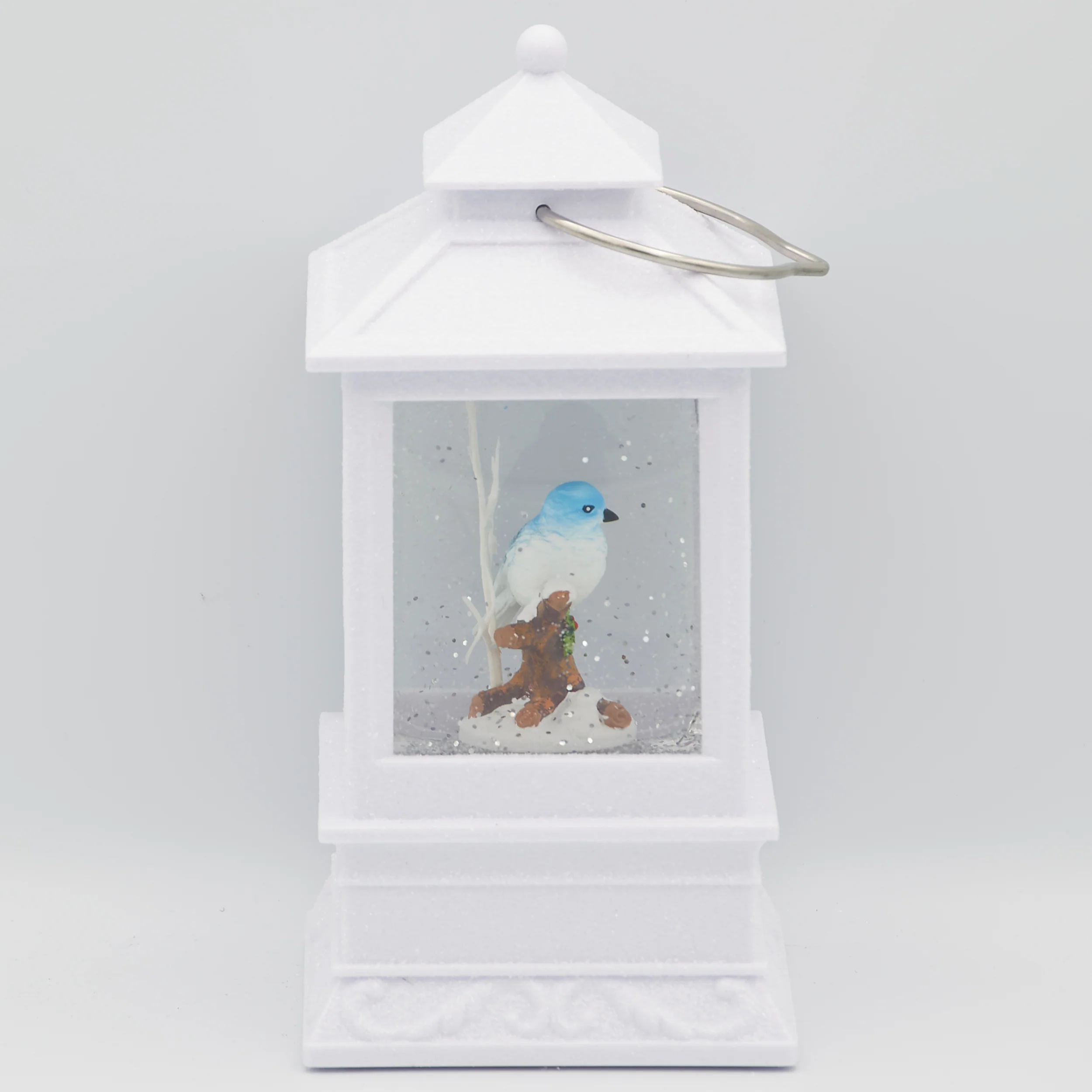 Confetti Lites Lighted Swirl Bluebird Lantern with Branch & Holly - Image 2