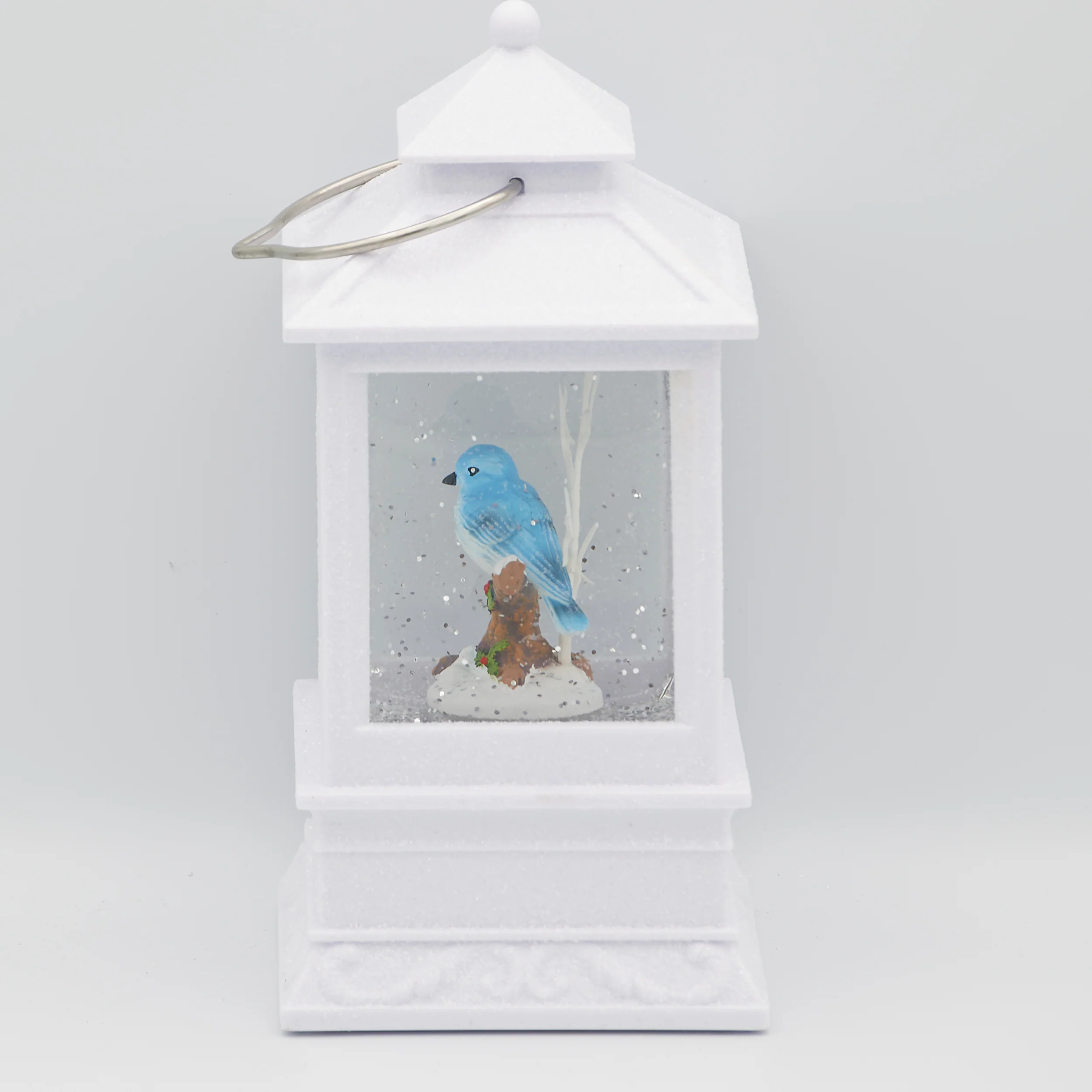 Confetti Lites Lighted Swirl Bluebird Lantern with Branch & Holly - Image 3