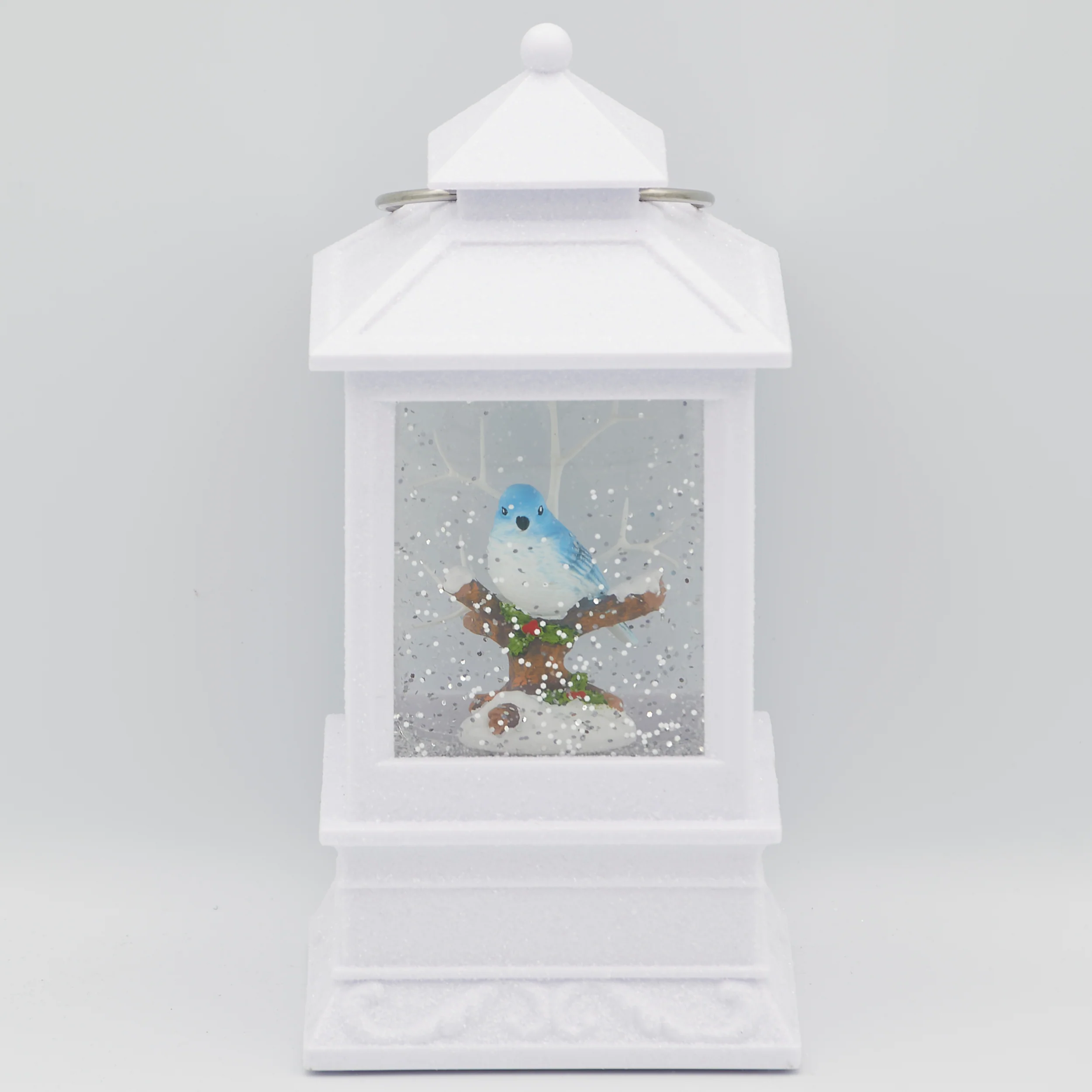 Confetti Lites Lighted Swirl Bluebird Lantern with Branch & Holly - Image 4