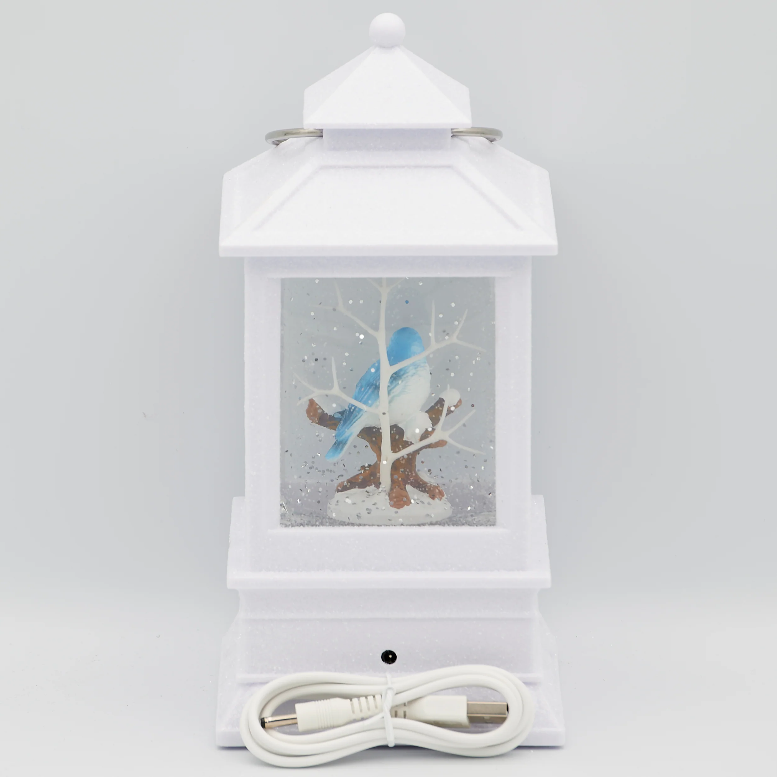 Confetti Lites Lighted Swirl Bluebird Lantern with Branch & Holly - Image 5