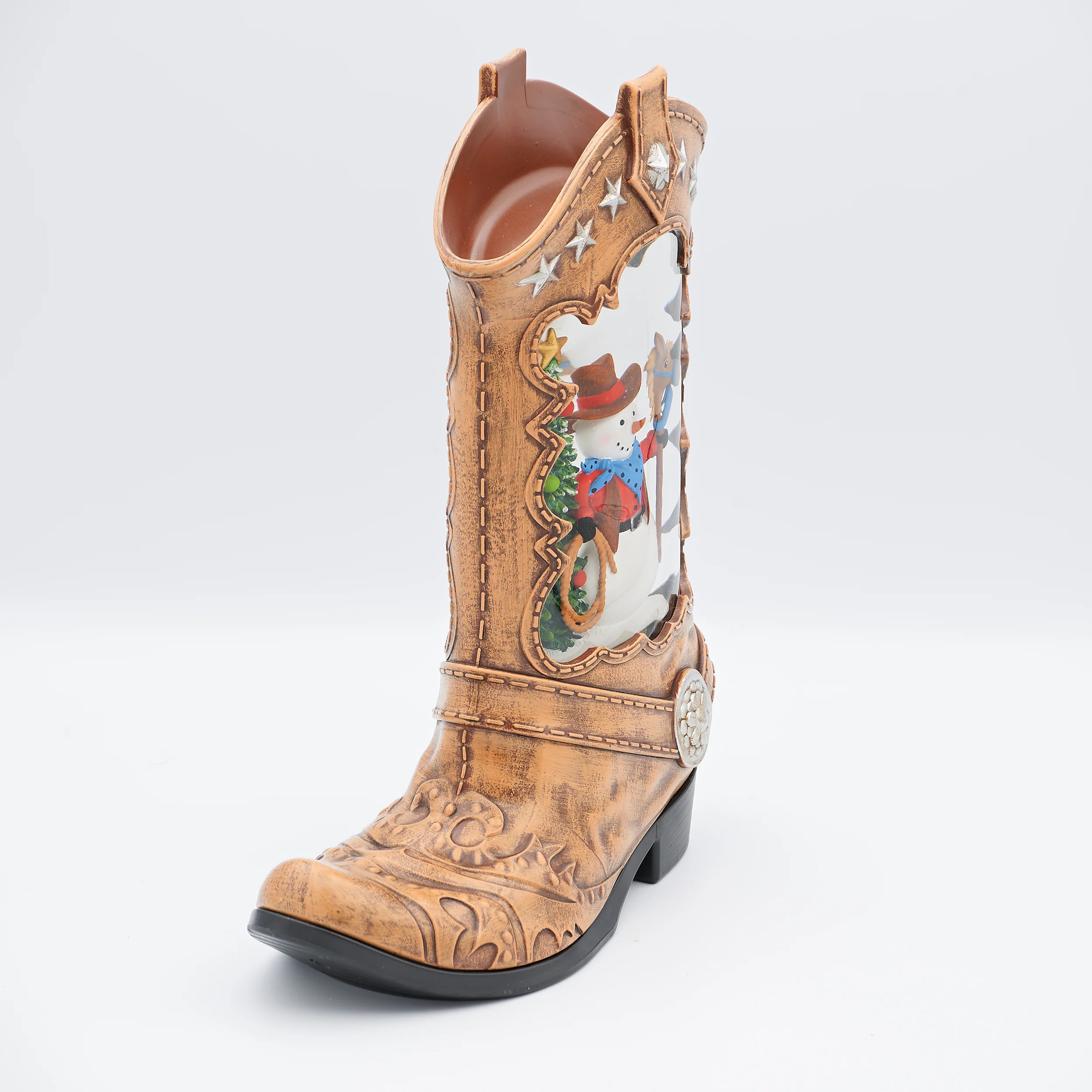 Confetti Lites Lighted Swirl Cowboy Boot with Cowboy Snowman - Image 3