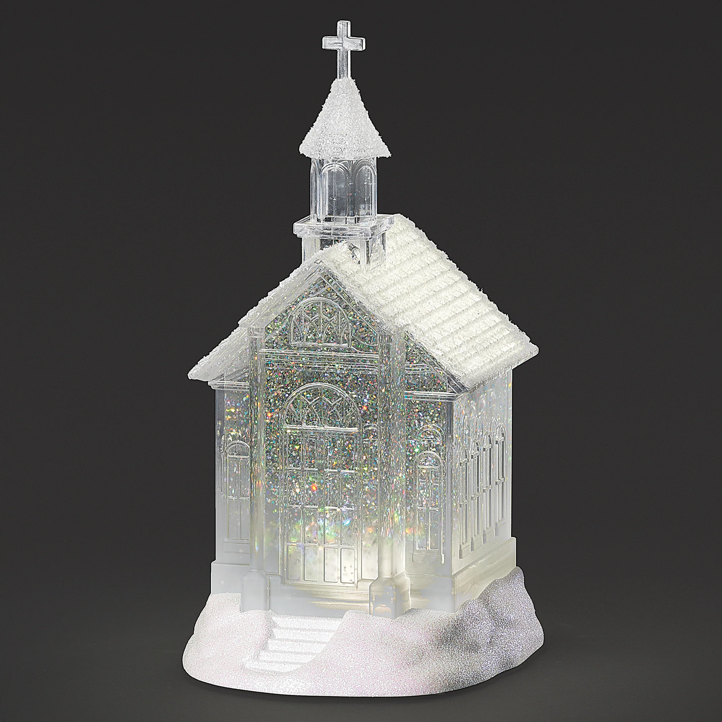 Confetti Lites Lighted Swirl Clear Church with Glittered Roof