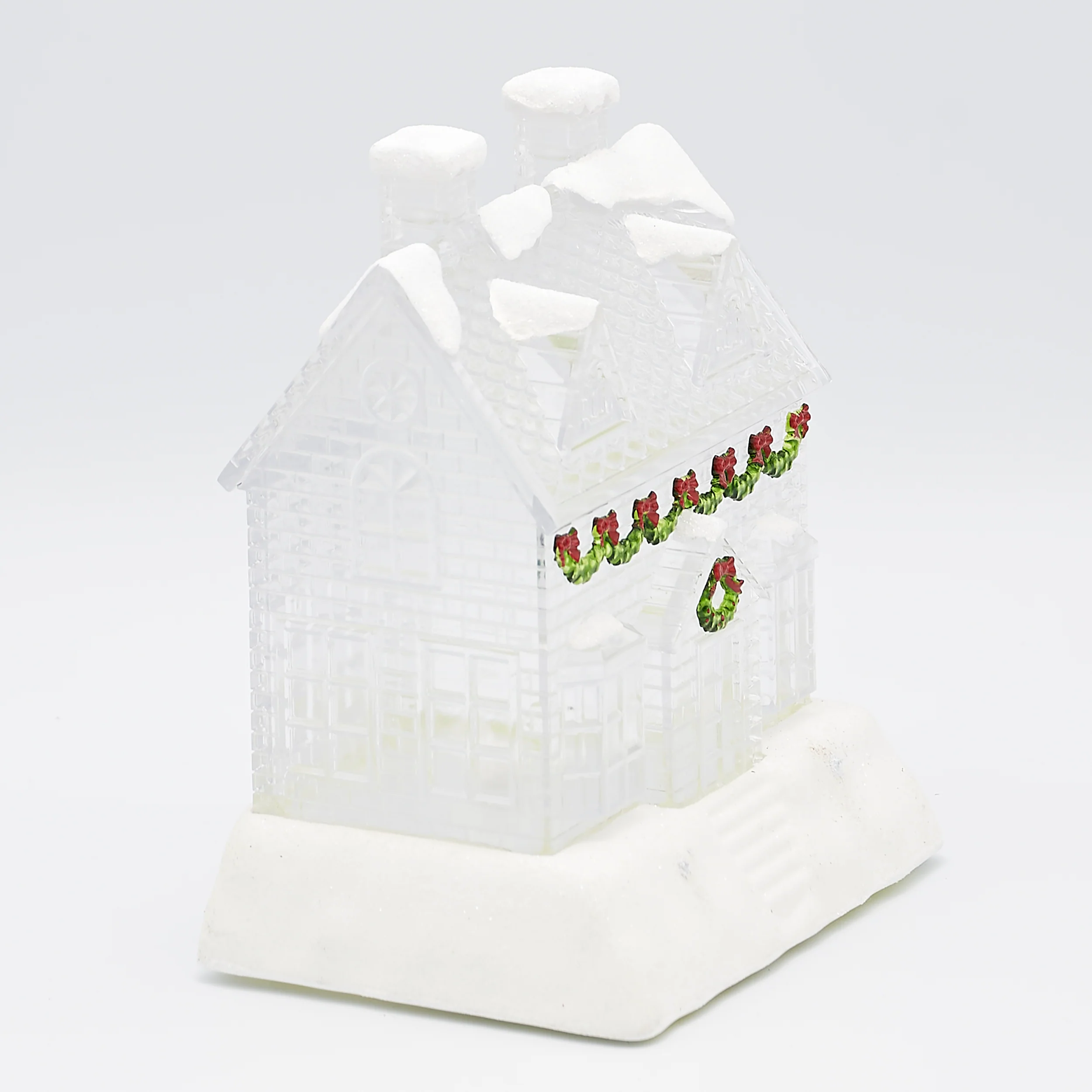Confetti Lites Lighted Swirl Clear House with Wreath & Christmas Garland - Image 2