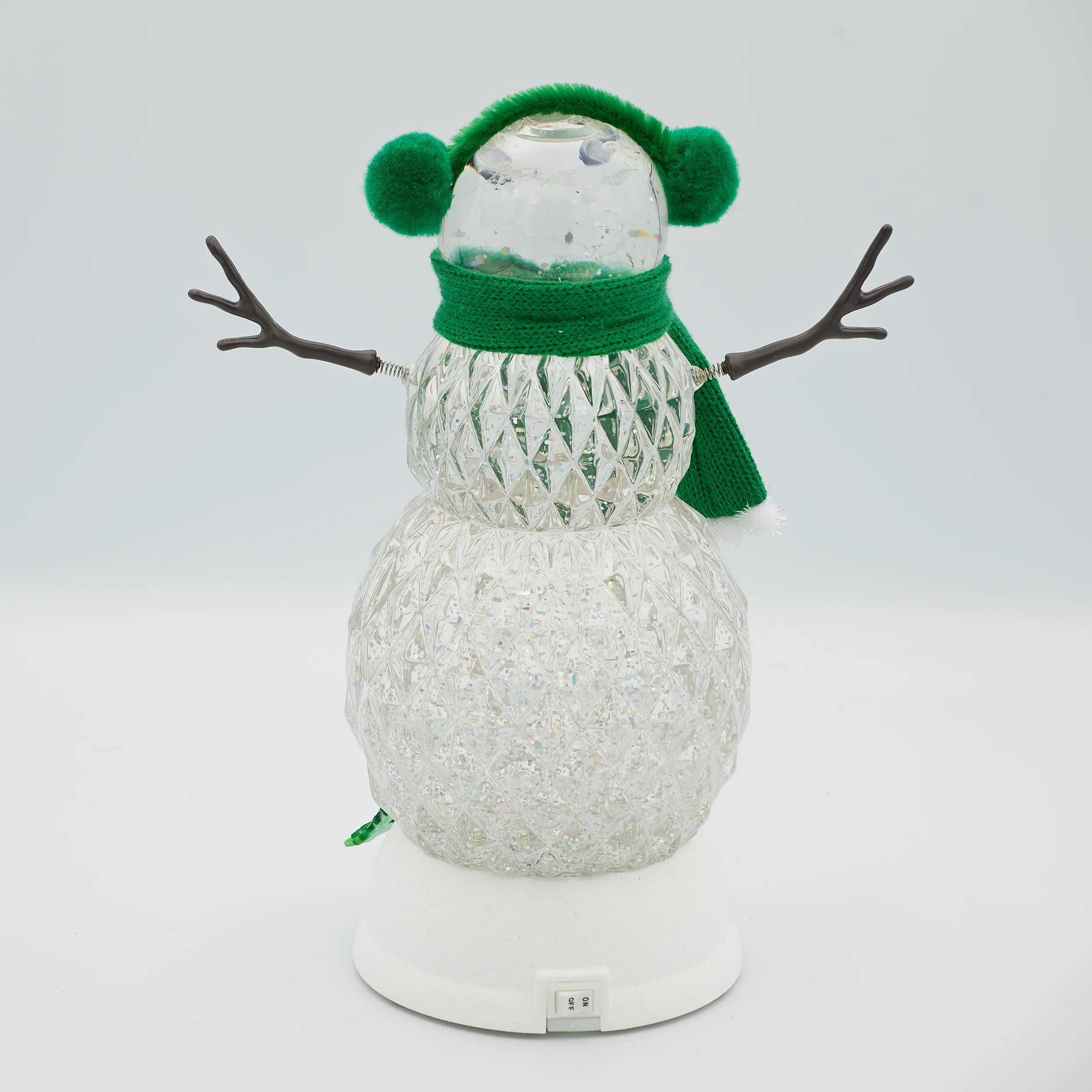 Confetti Lites Lighted Swirl Faceted Snowman with Green Scarf & Earmuffs - Image 3