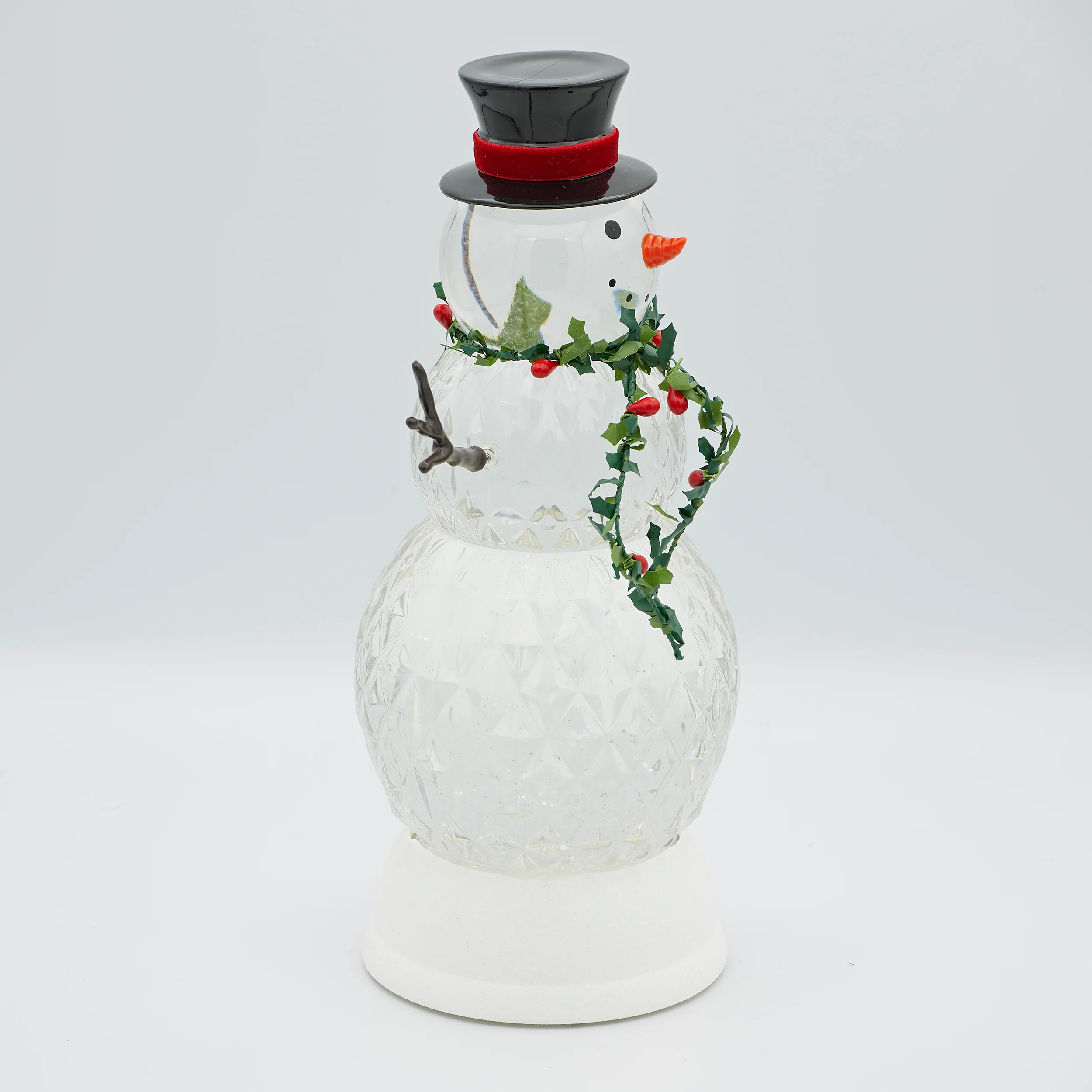 Confetti Lites Lighted Swirl Faceted Snowman with Holly Scarf - Image 2