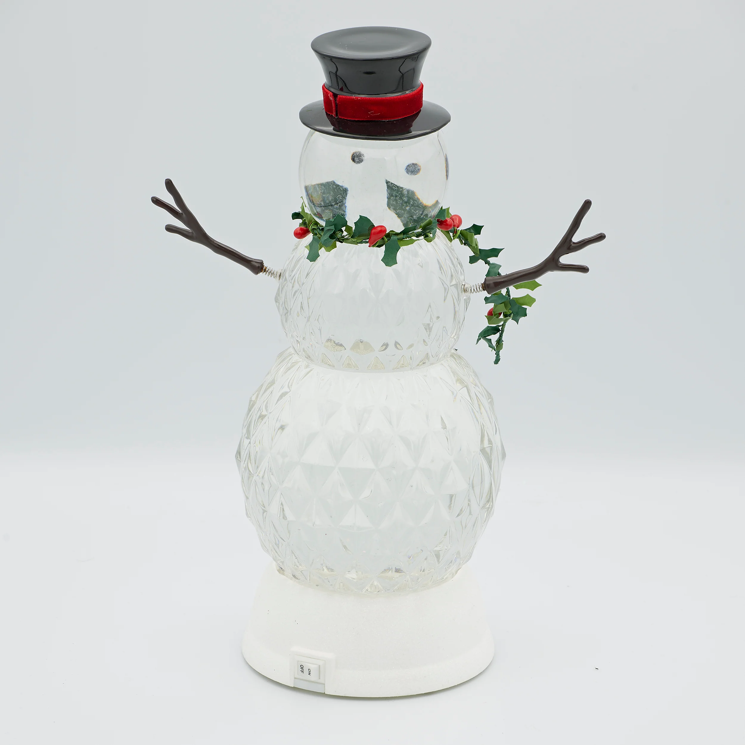 Confetti Lites Lighted Swirl Faceted Snowman with Holly Scarf - Image 3