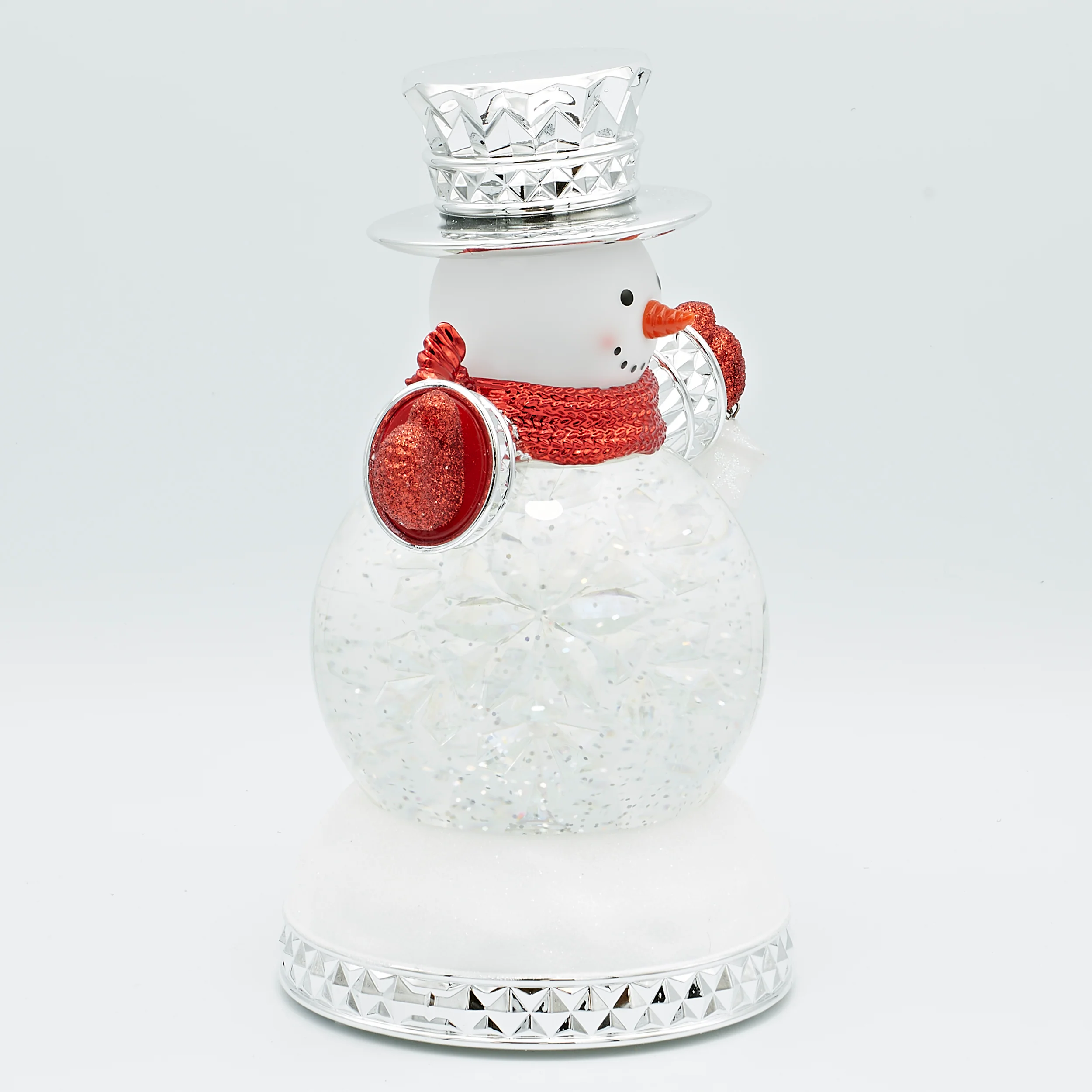 Confetti Lites Lighted Swirl Faceted Snowman with Red Glitter Scarf & Mittens - Image 2