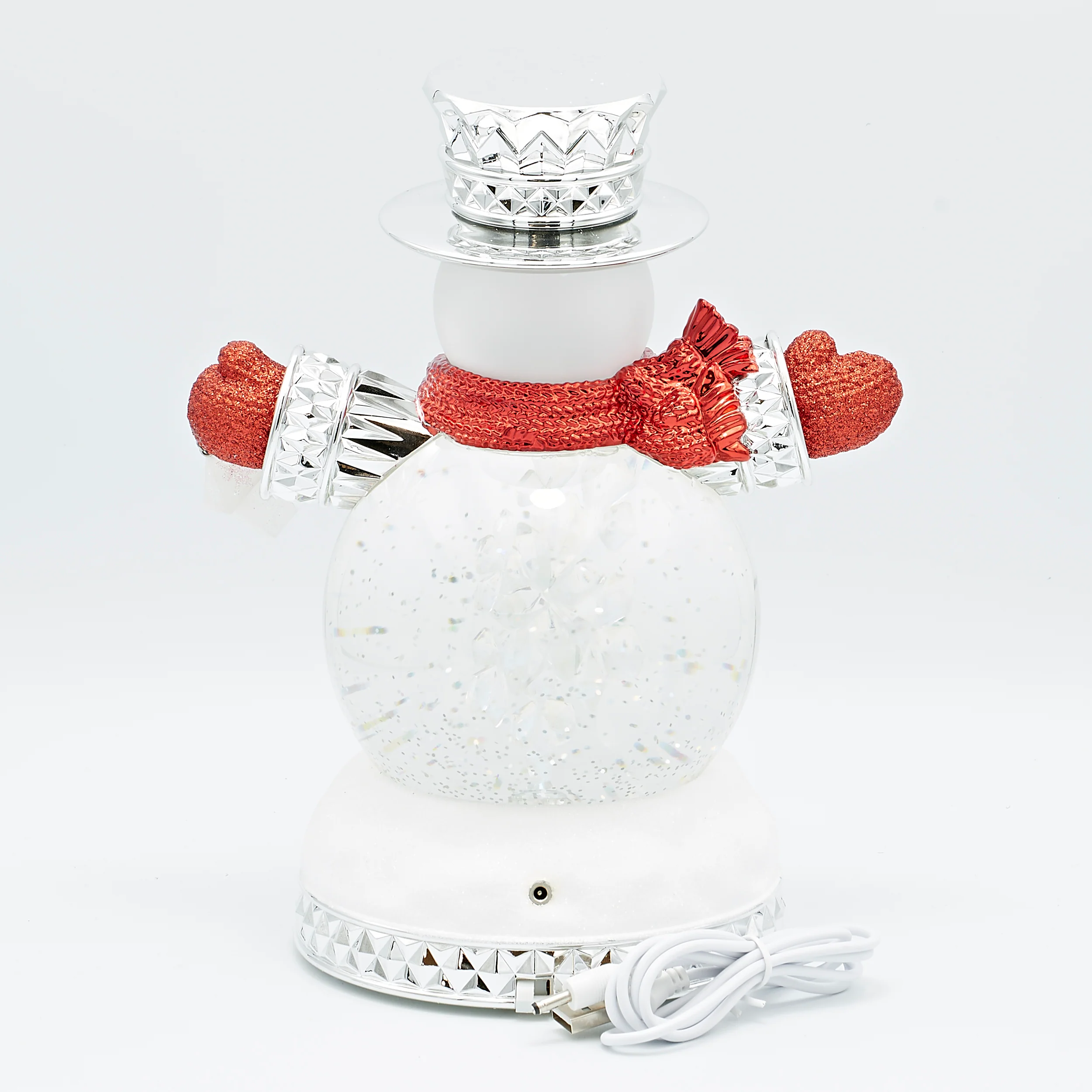 Confetti Lites Lighted Swirl Faceted Snowman with Red Glitter Scarf & Mittens - Image 3
