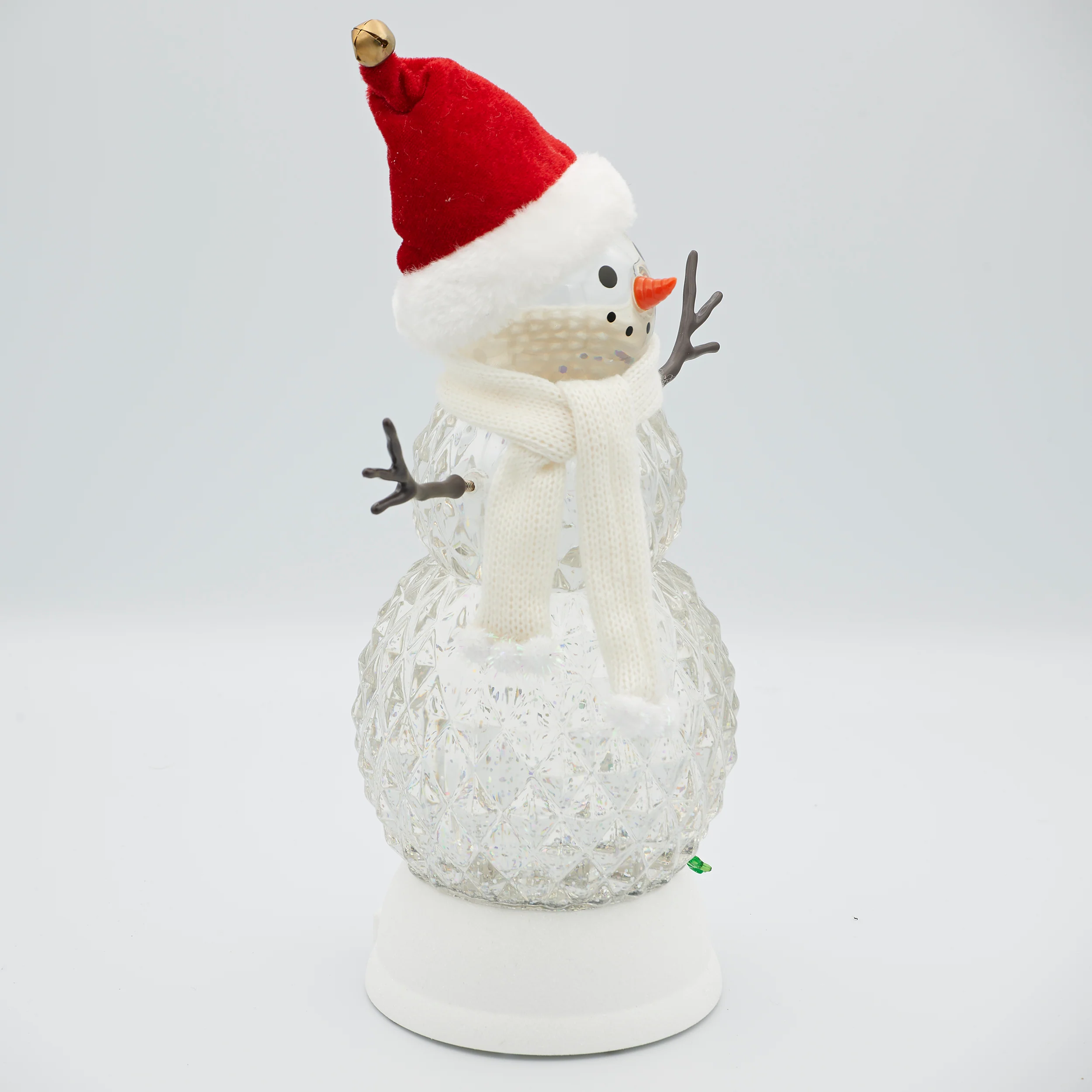 Confetti Lites Lighted Swirl Faceted Snowman with Santa Hat - Image 2