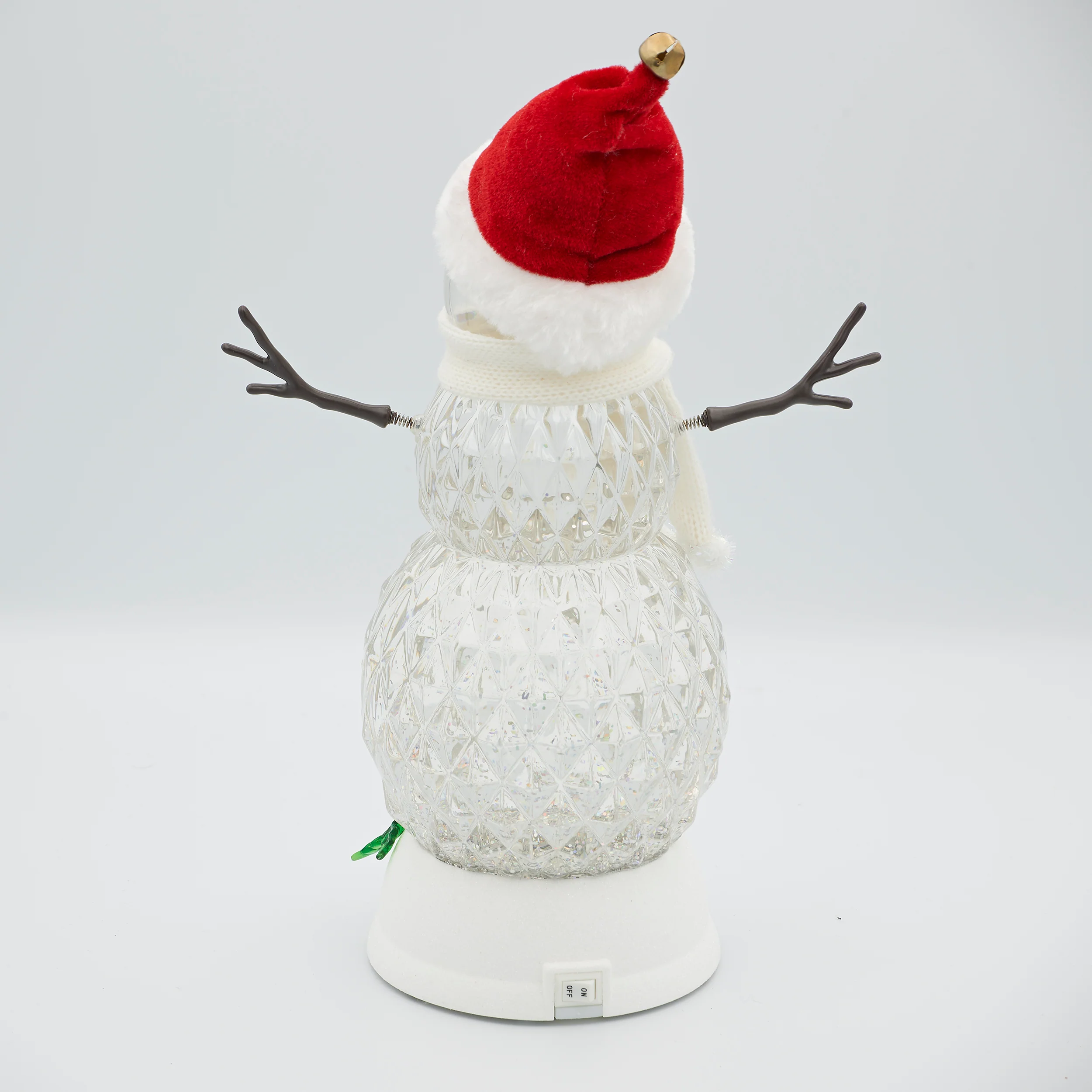 Confetti Lites Lighted Swirl Faceted Snowman with Santa Hat - Image 3