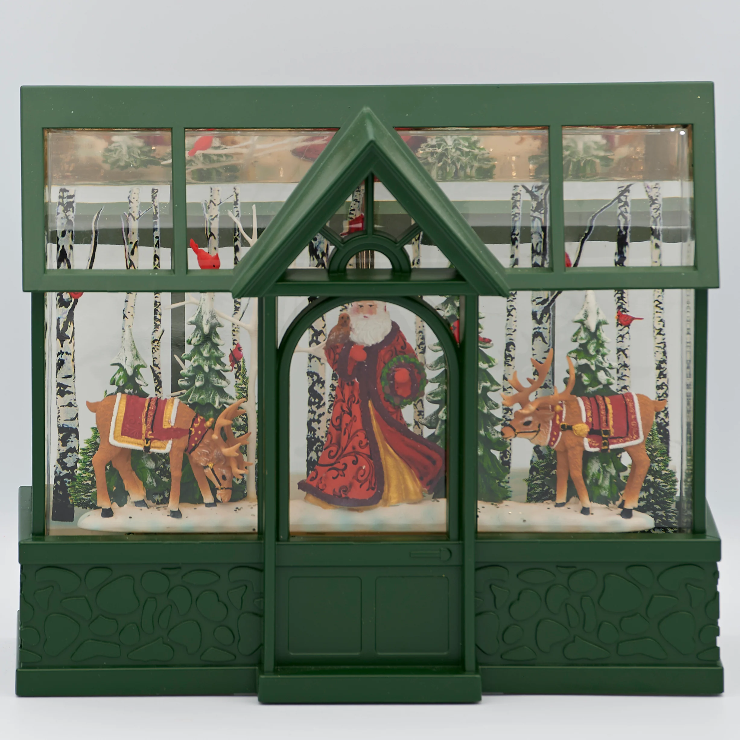 Confetti Lites Lighted Swirl Greenhouse with Santa, Reindeer & Cardinals - Image 2