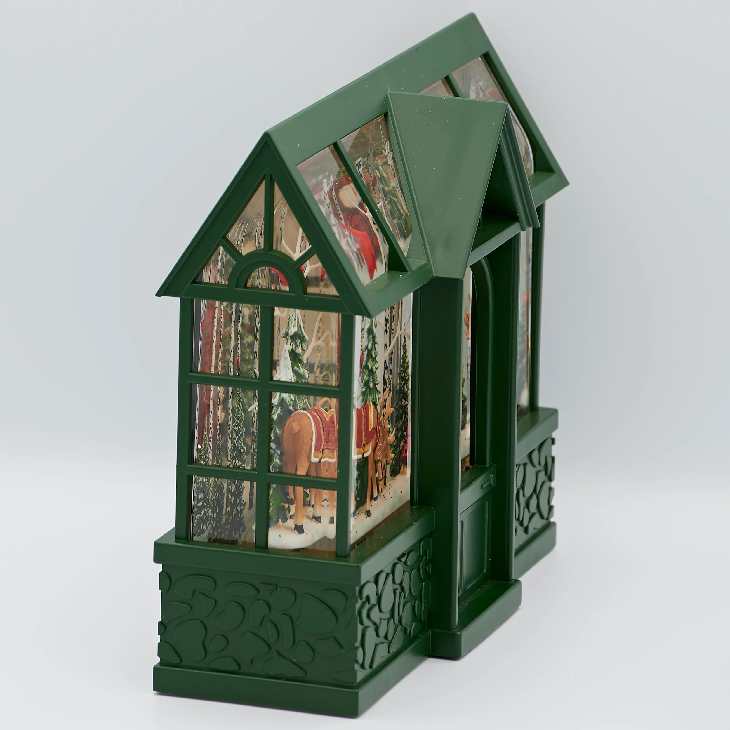 Confetti Lites Lighted Swirl Greenhouse with Santa, Reindeer & Cardinals - Image 3