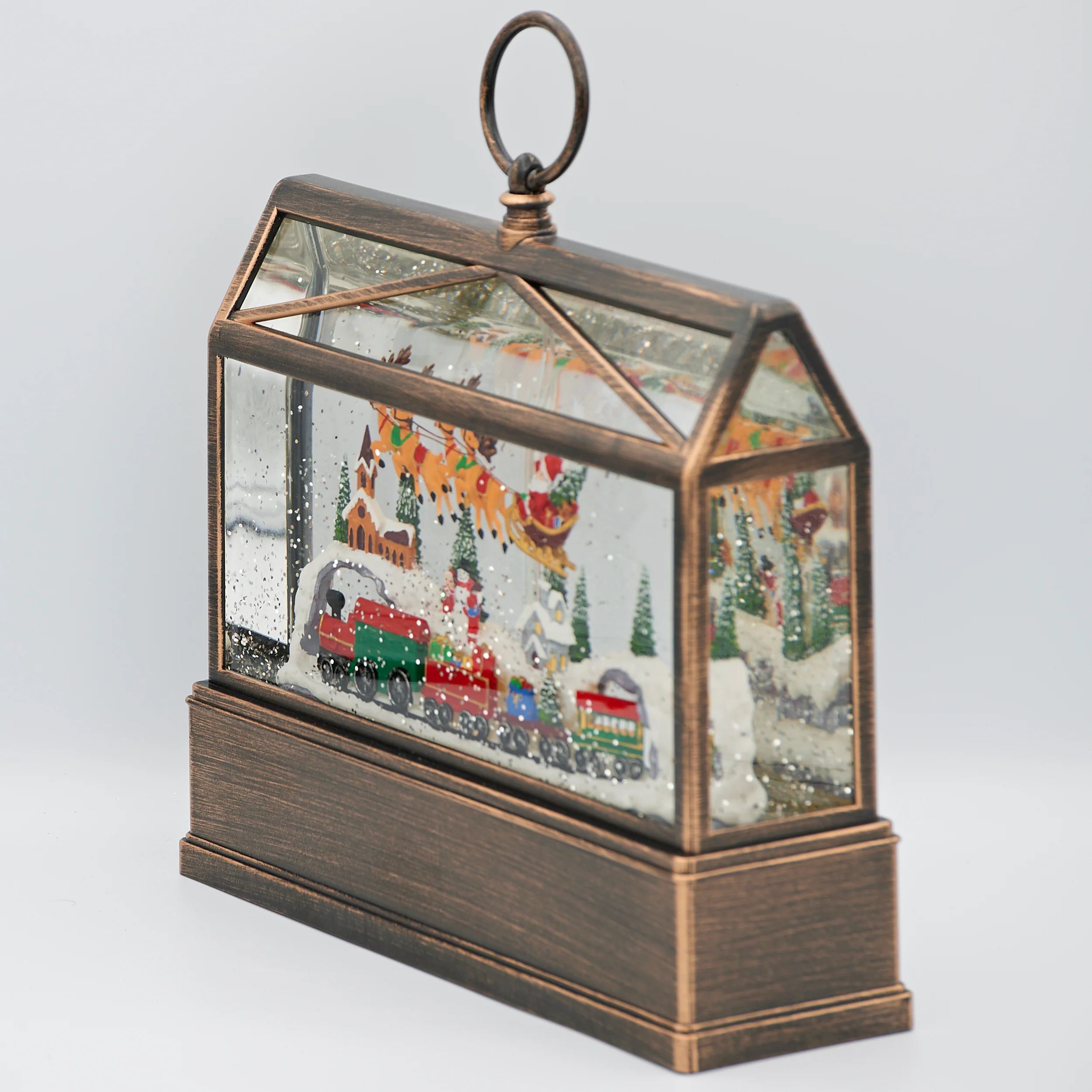 Confetti Lites Lighted Swirl Greenhouse with Santa, Train & Village - Image 4
