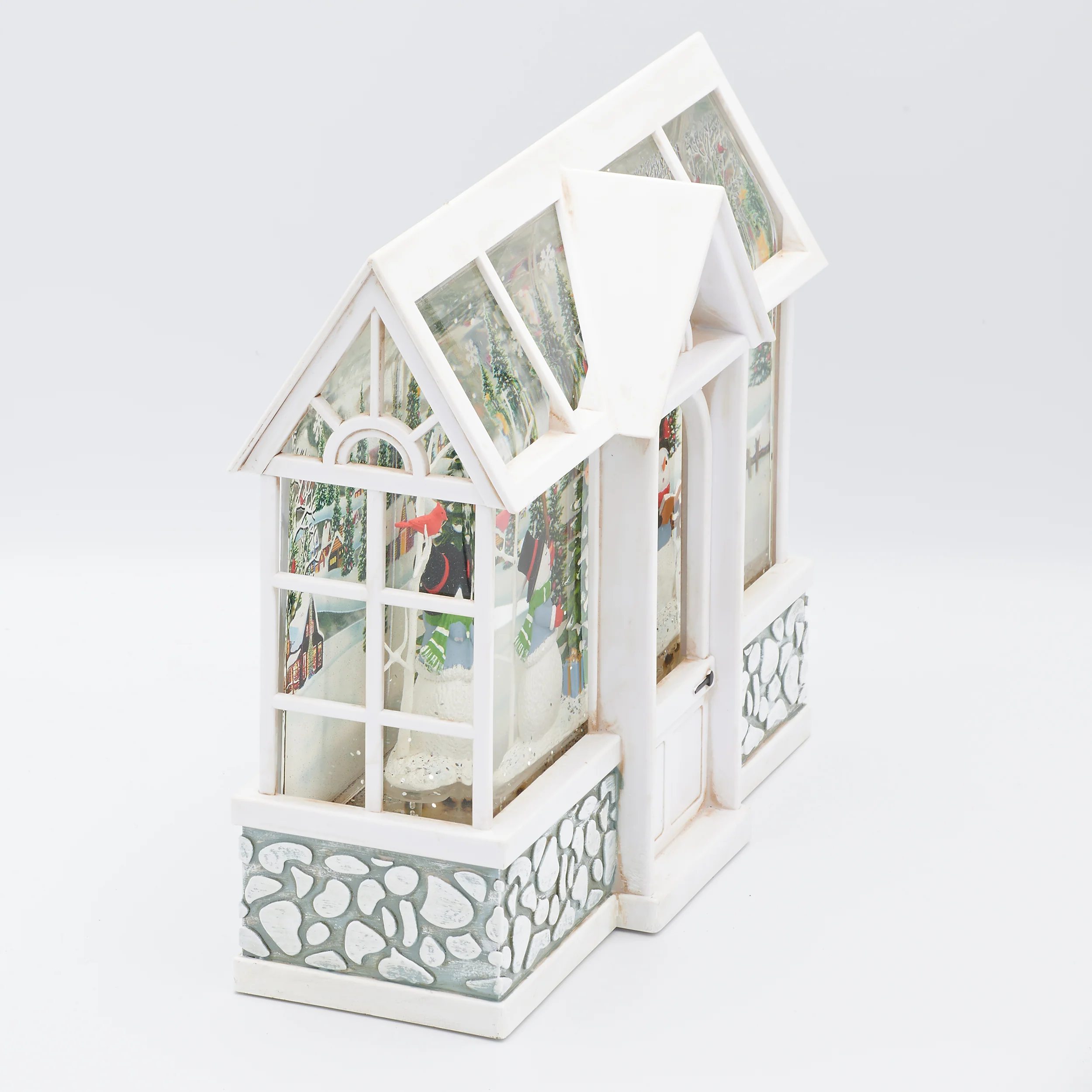Confetti Lites Lighted Swirl Greenhouse with Snowman Choir Scene - Image 2