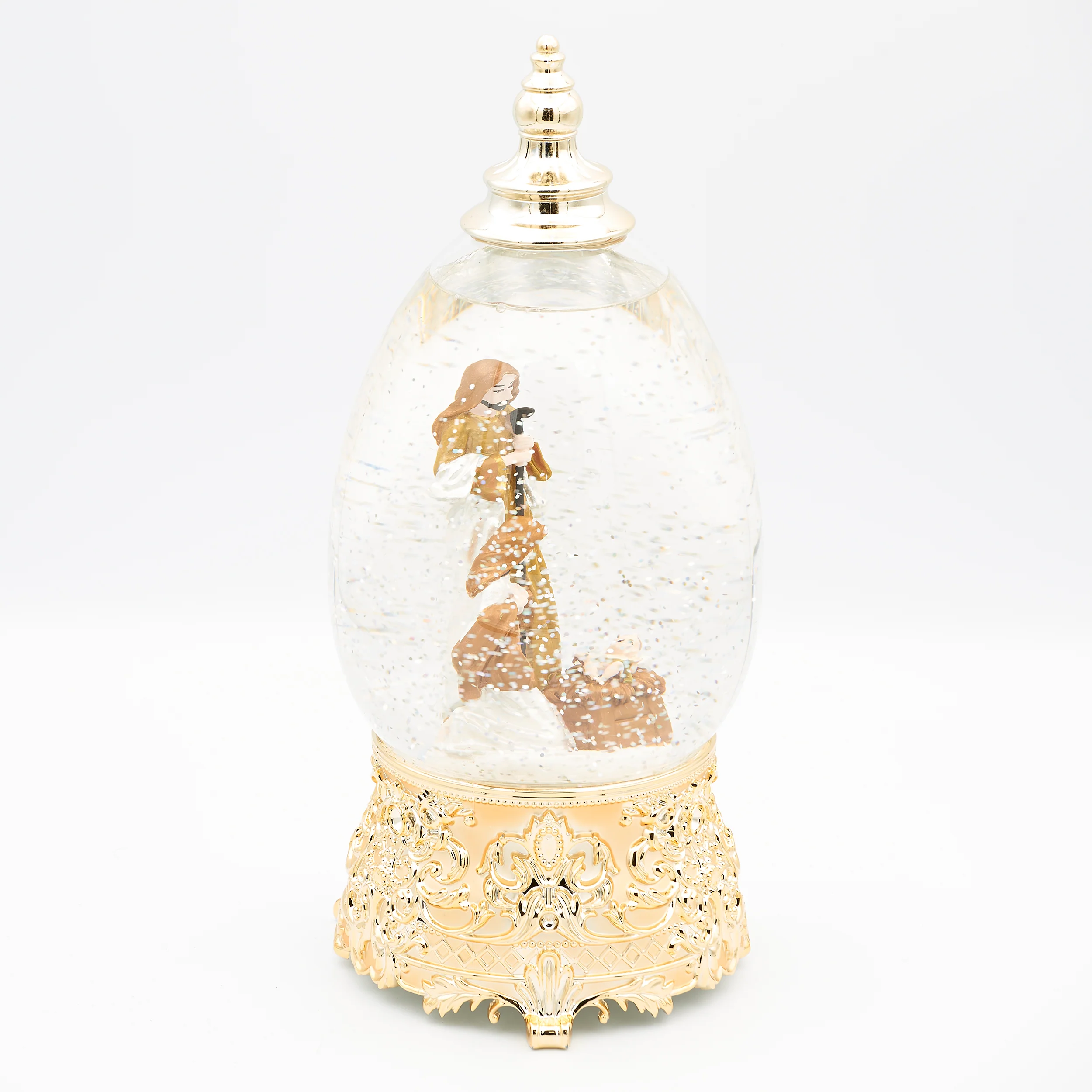 Confetti Lites Lighted Swirl Holy Family in Egg-Shaped Dome - Image 3