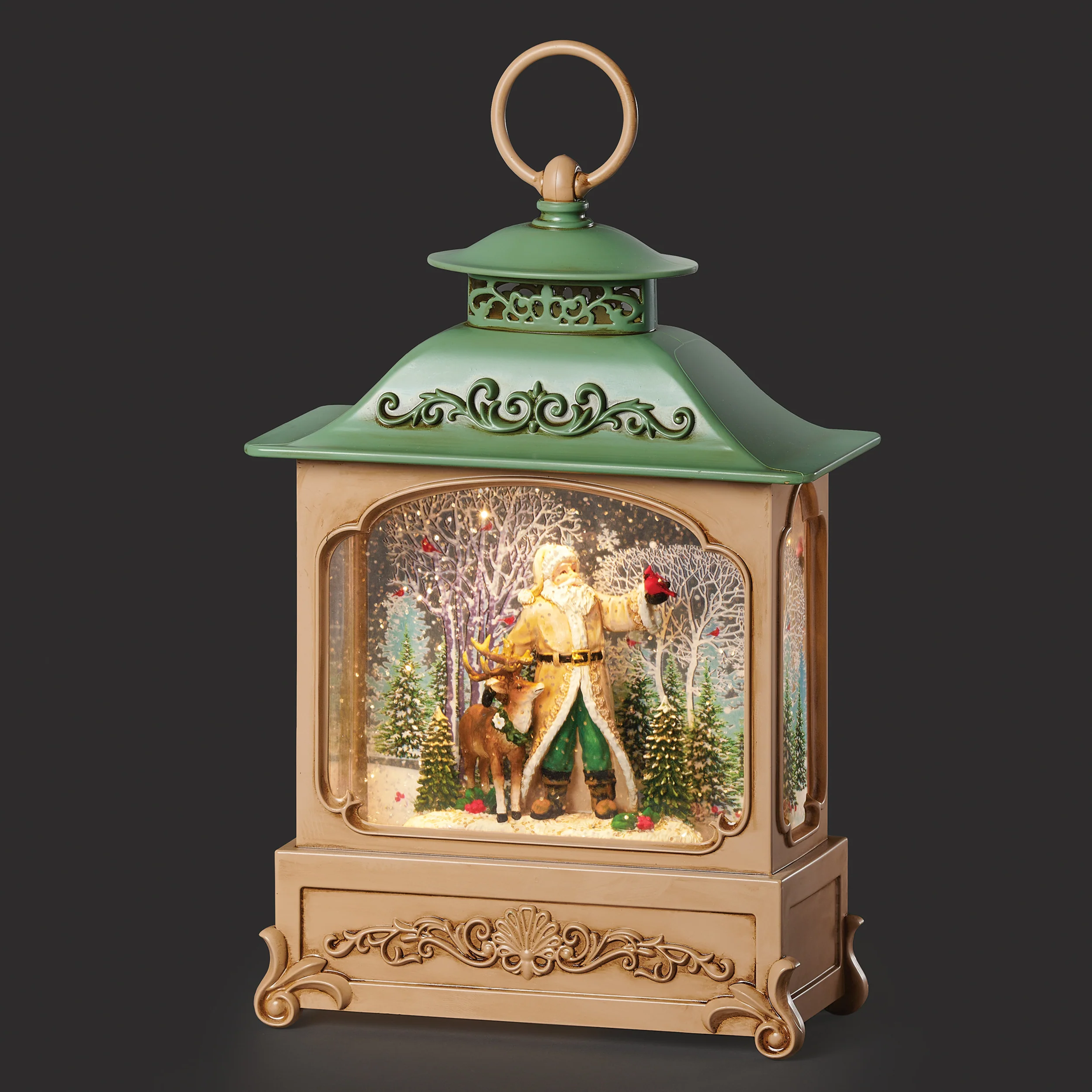 Confetti Lites Lighted Swirl Lantern with Santa & Reindeer