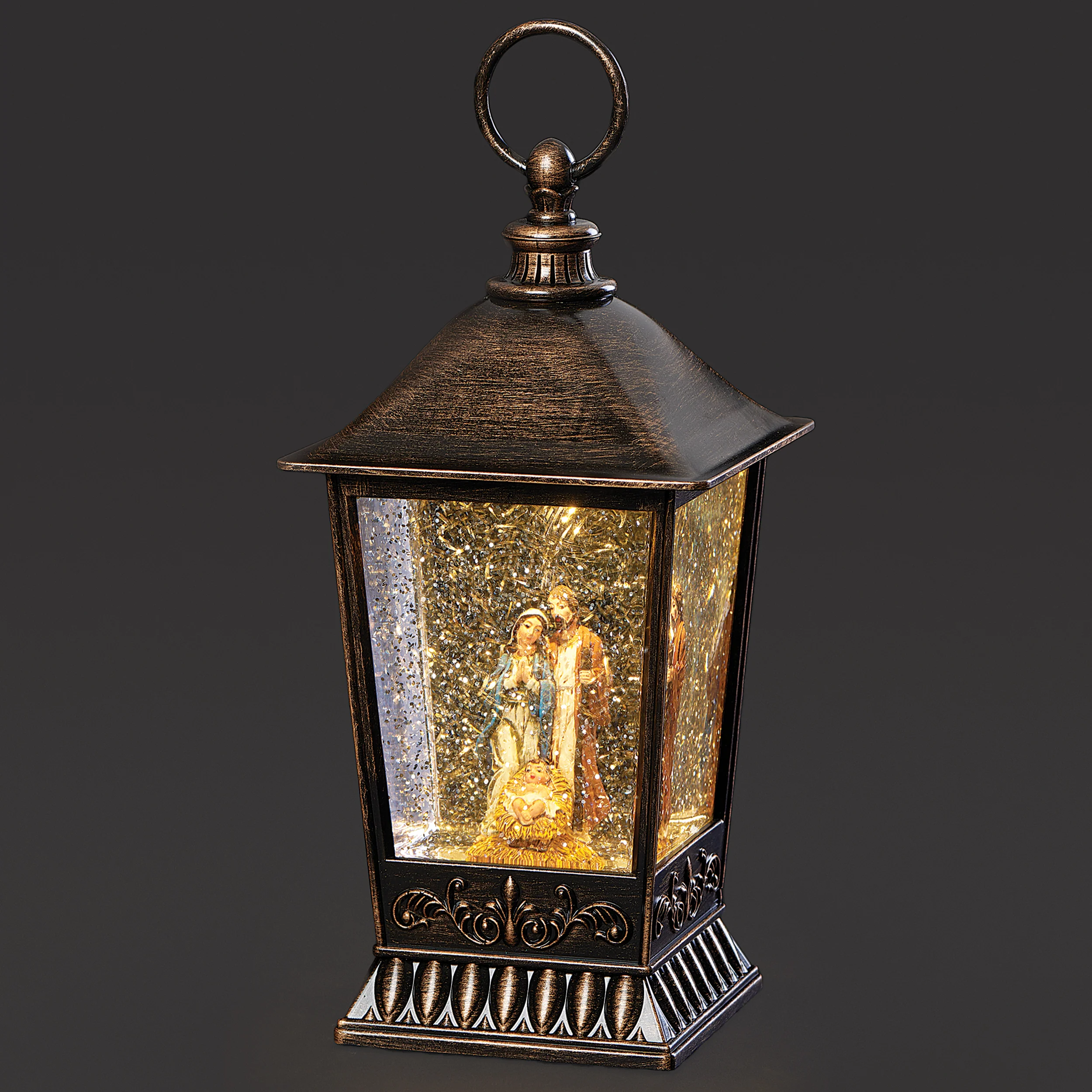 Confetti Lites Lighted Swirl Lantern with Standing Holy Family