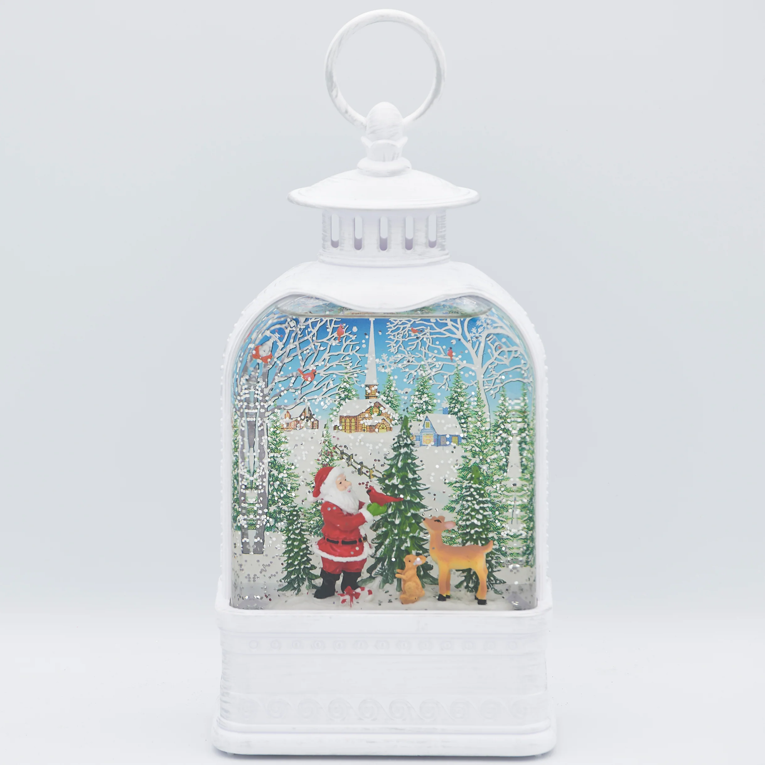 Confetti Lites Lighted Swirl Vintage Lantern with Santa & Woodland Animals - Image 2