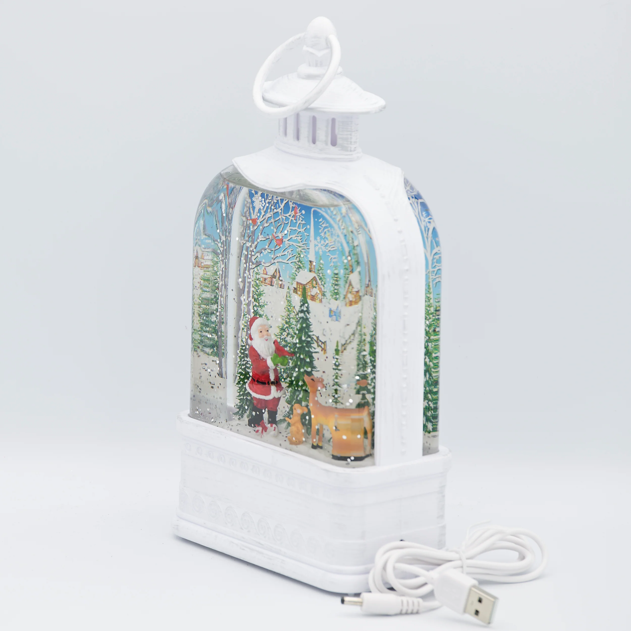 Confetti Lites Lighted Swirl Vintage Lantern with Santa & Woodland Animals - Image 4