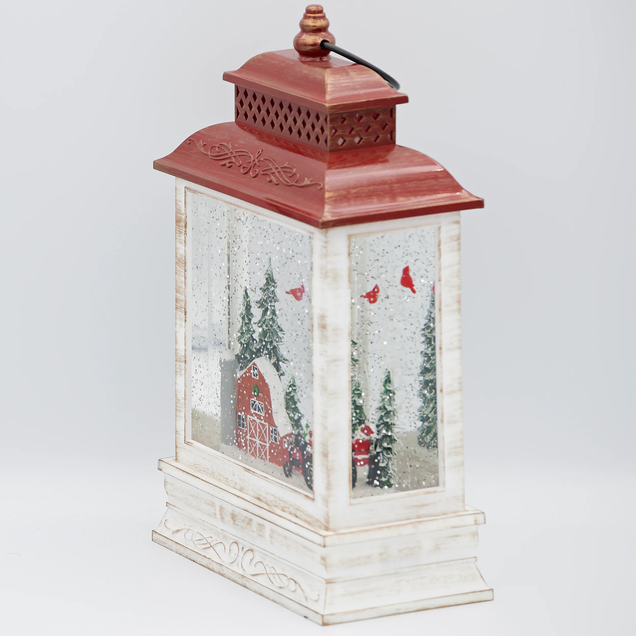 Confetti Lites Lighted Swirl Lantern with Farmer Santa on Tractor - Image 4
