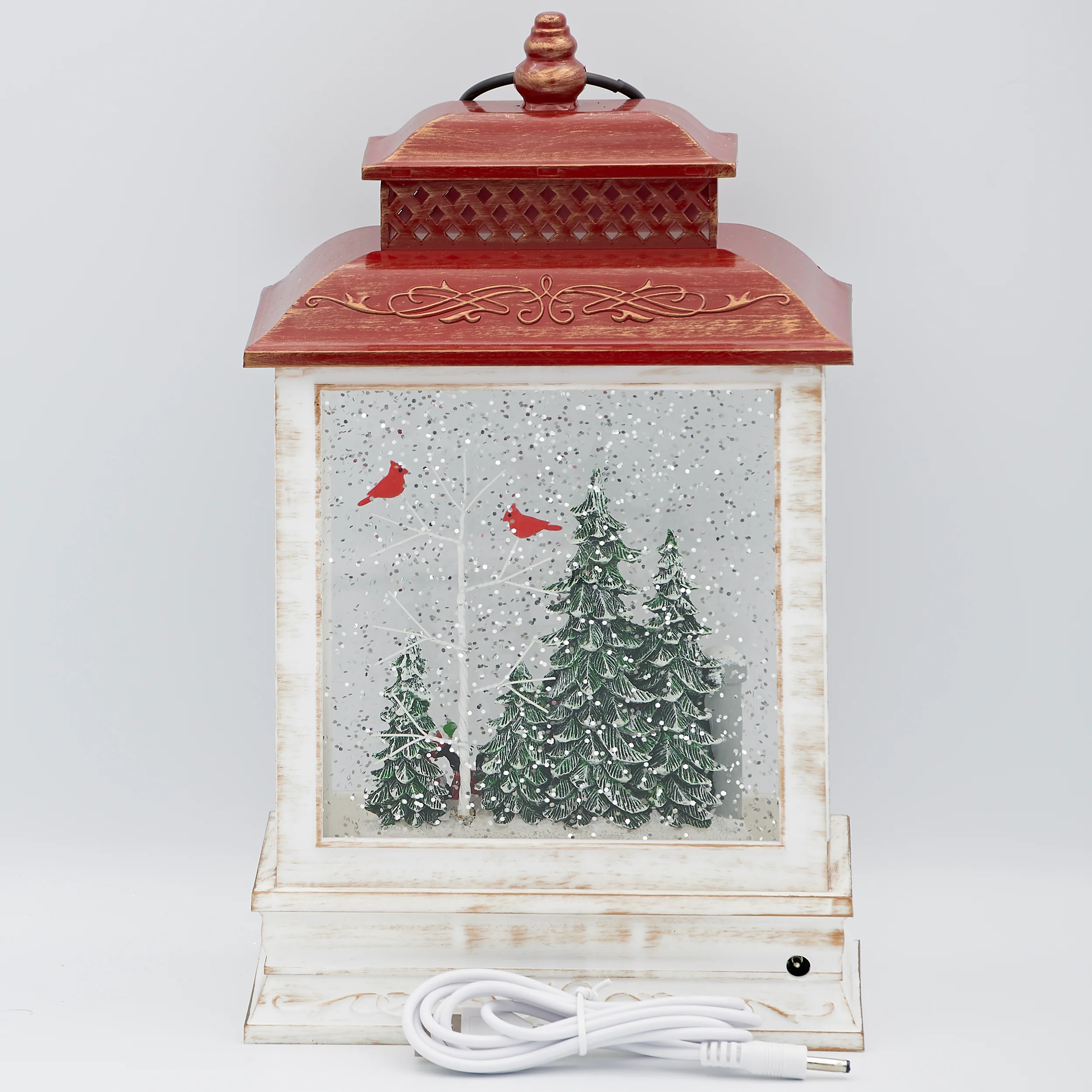 Confetti Lites Lighted Swirl Lantern with Farmer Santa on Tractor - Image 5