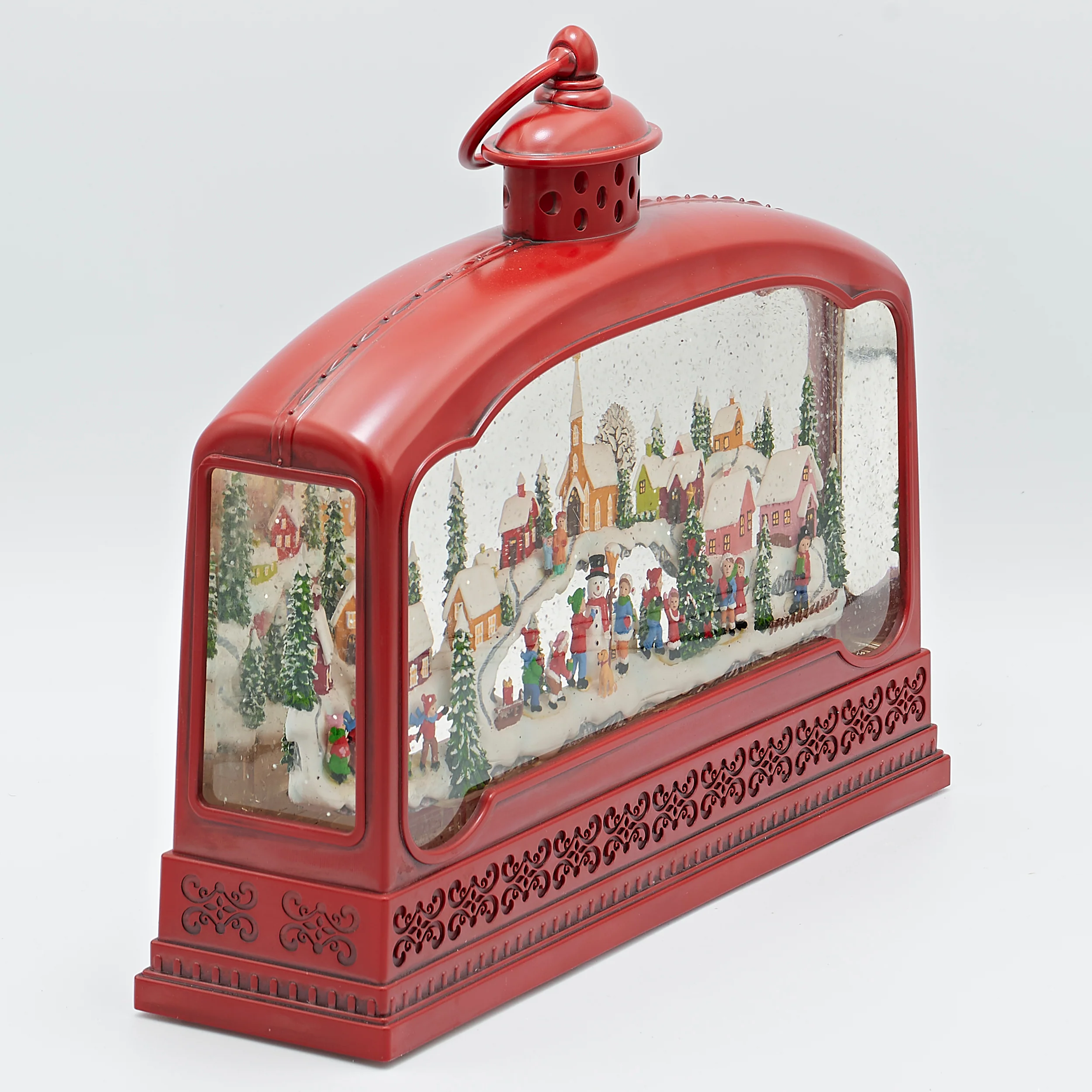 Confetti Lites Lighted Swirl Musical Red Lantern with Christmas Village - Image 2