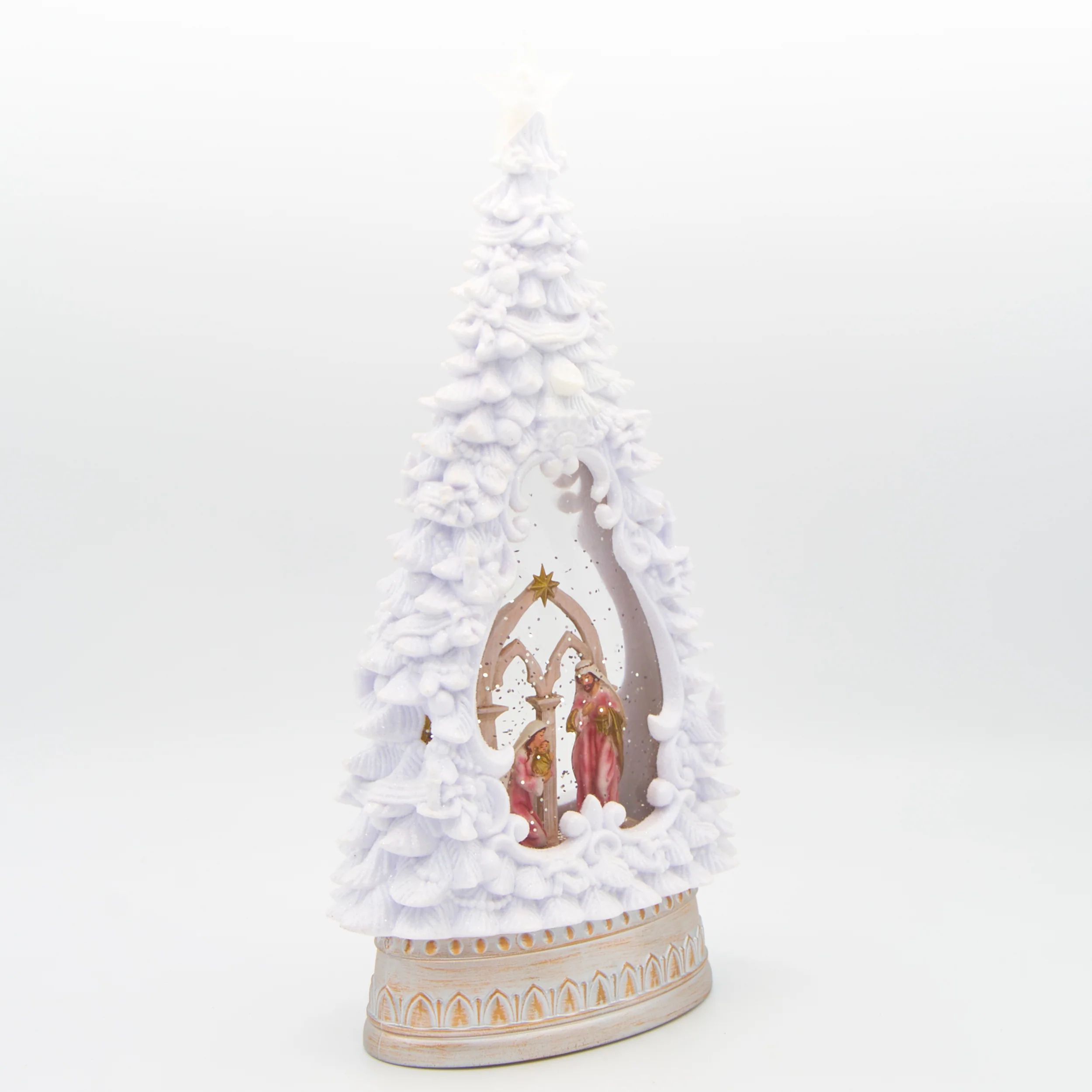 Lighted Swirl Nativity in White Christmas Tree - Image 3