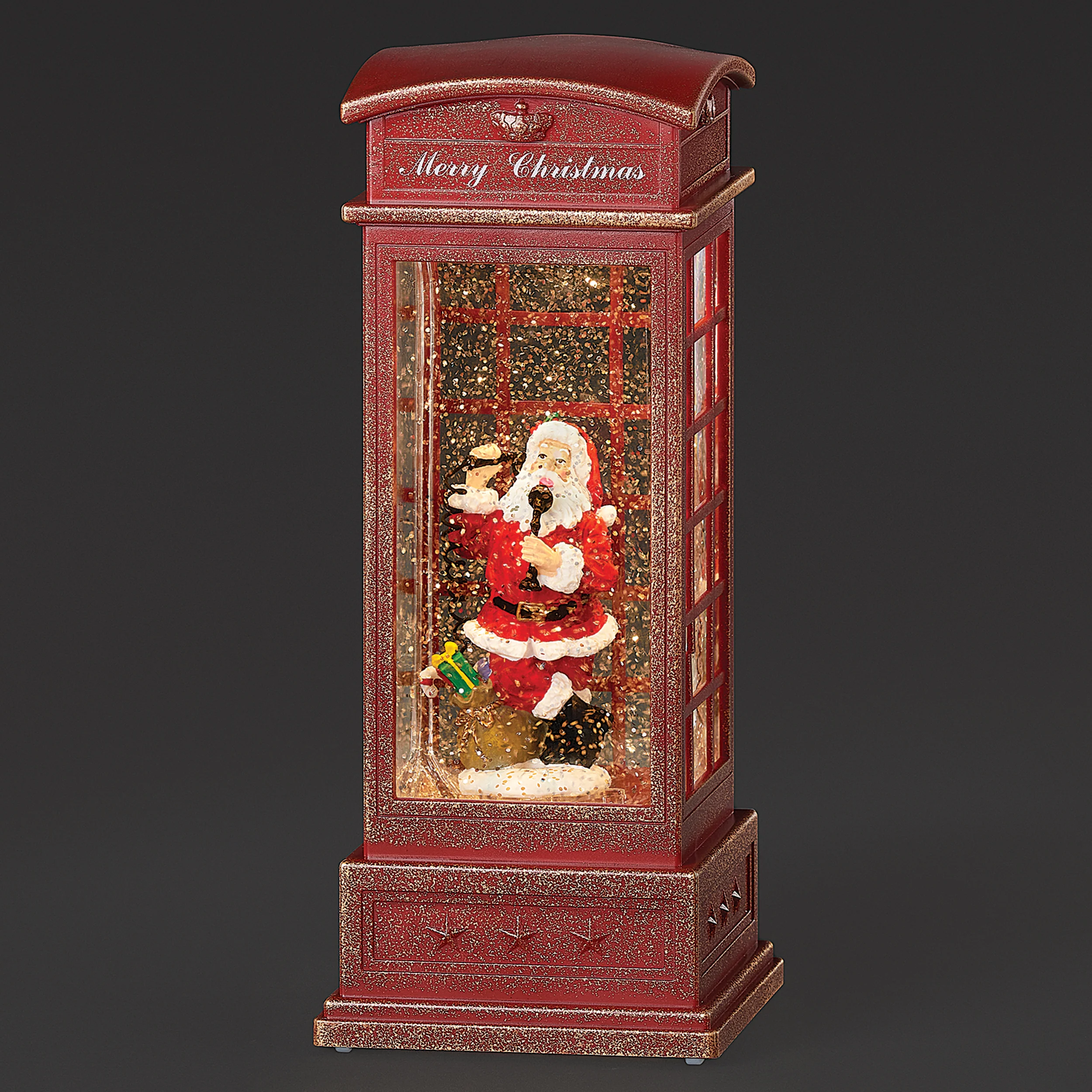 Confetti Lites Lighted Swirl Phone Booth with Santa