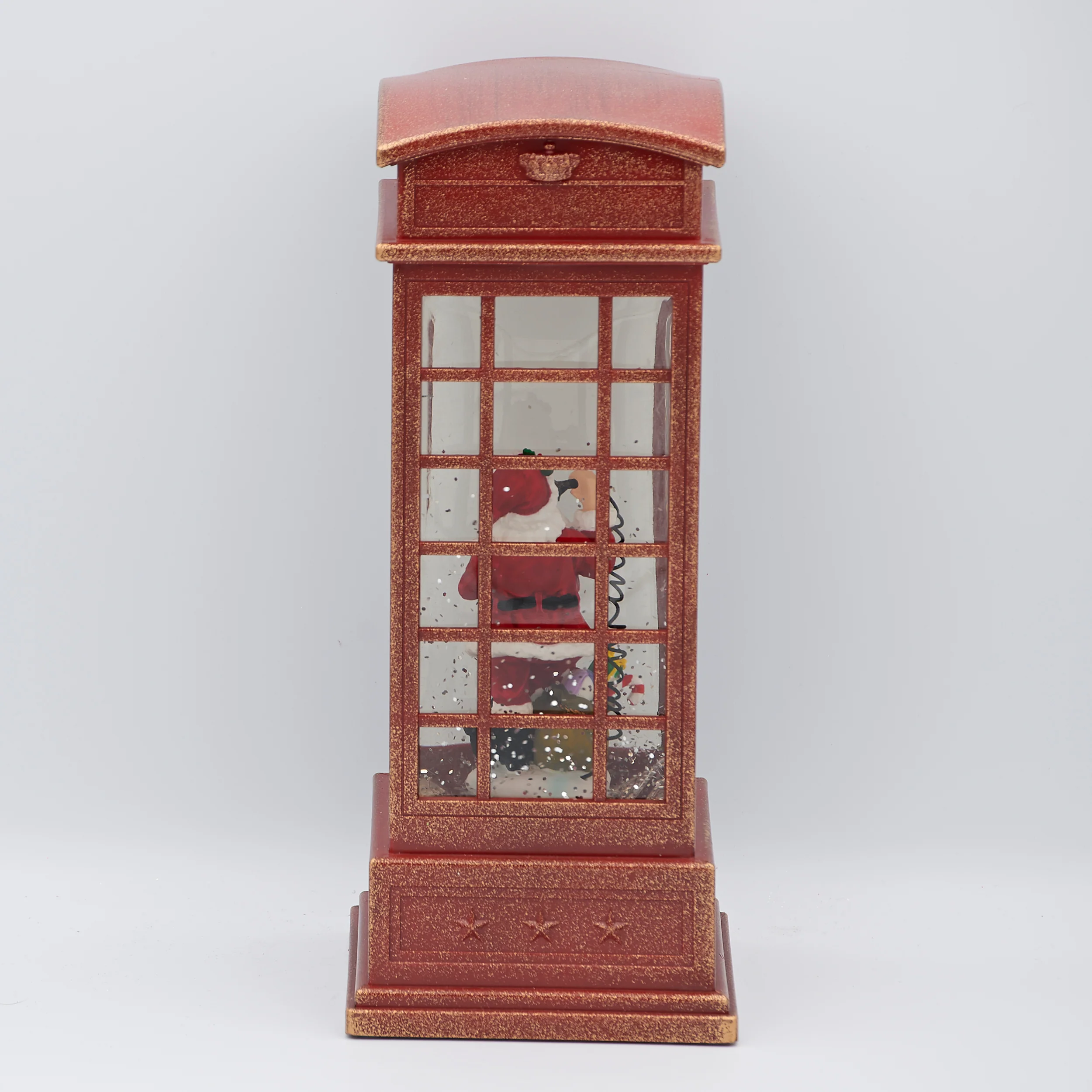 Confetti Lites Lighted Swirl Phone Booth with Santa - Image 3