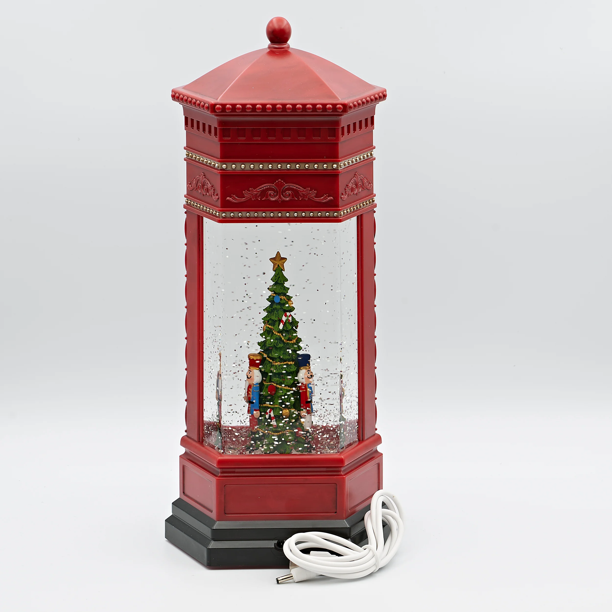 Confetti Lites Lighted Swirl Post Box with Nutcrackers around Tree - Image 2