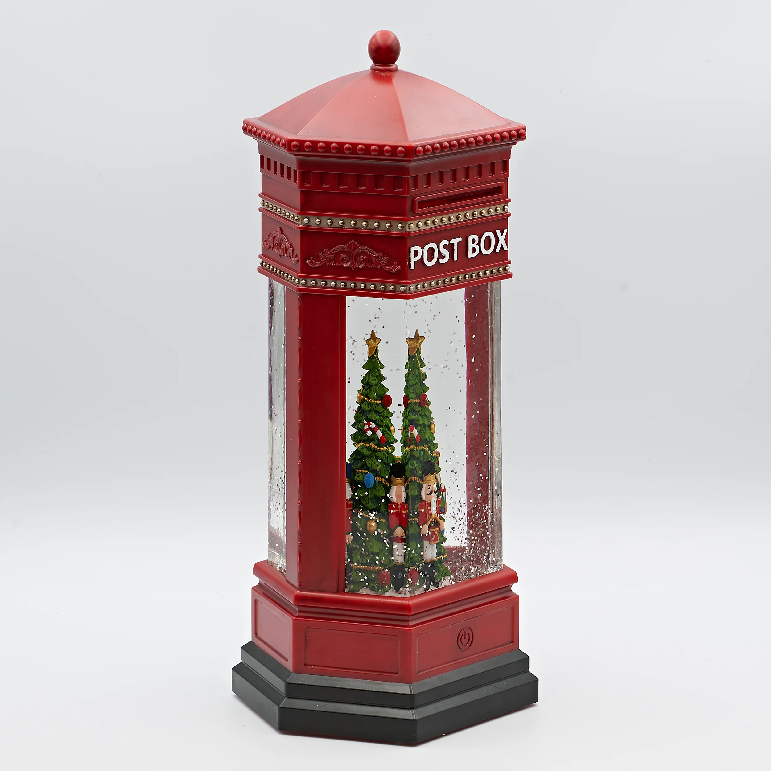 Confetti Lites Lighted Swirl Post Box with Nutcrackers around Tree - Image 3