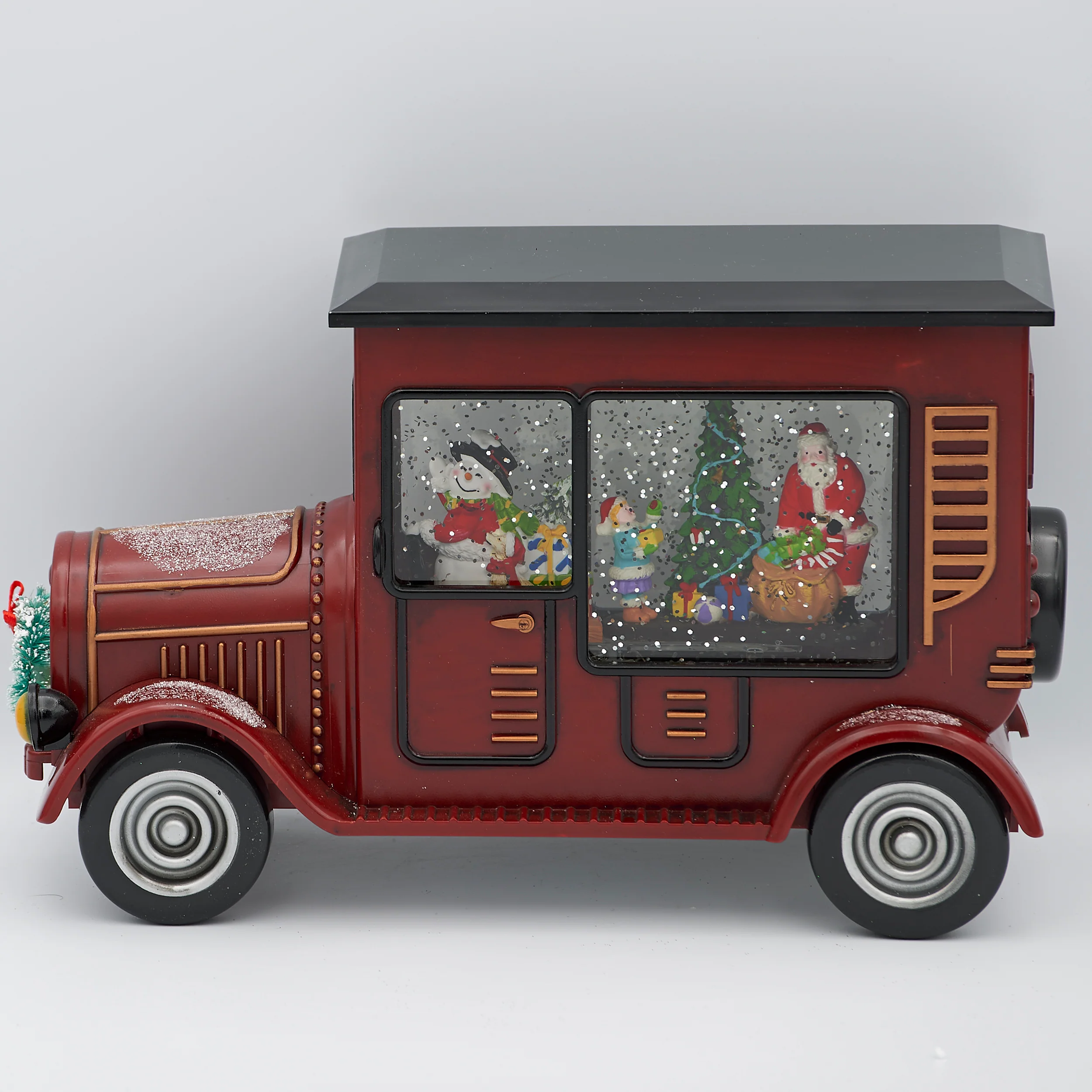 Confetti Lites Lighted Swirl Red Delivery Truck with Santa & Snowman - Image 3
