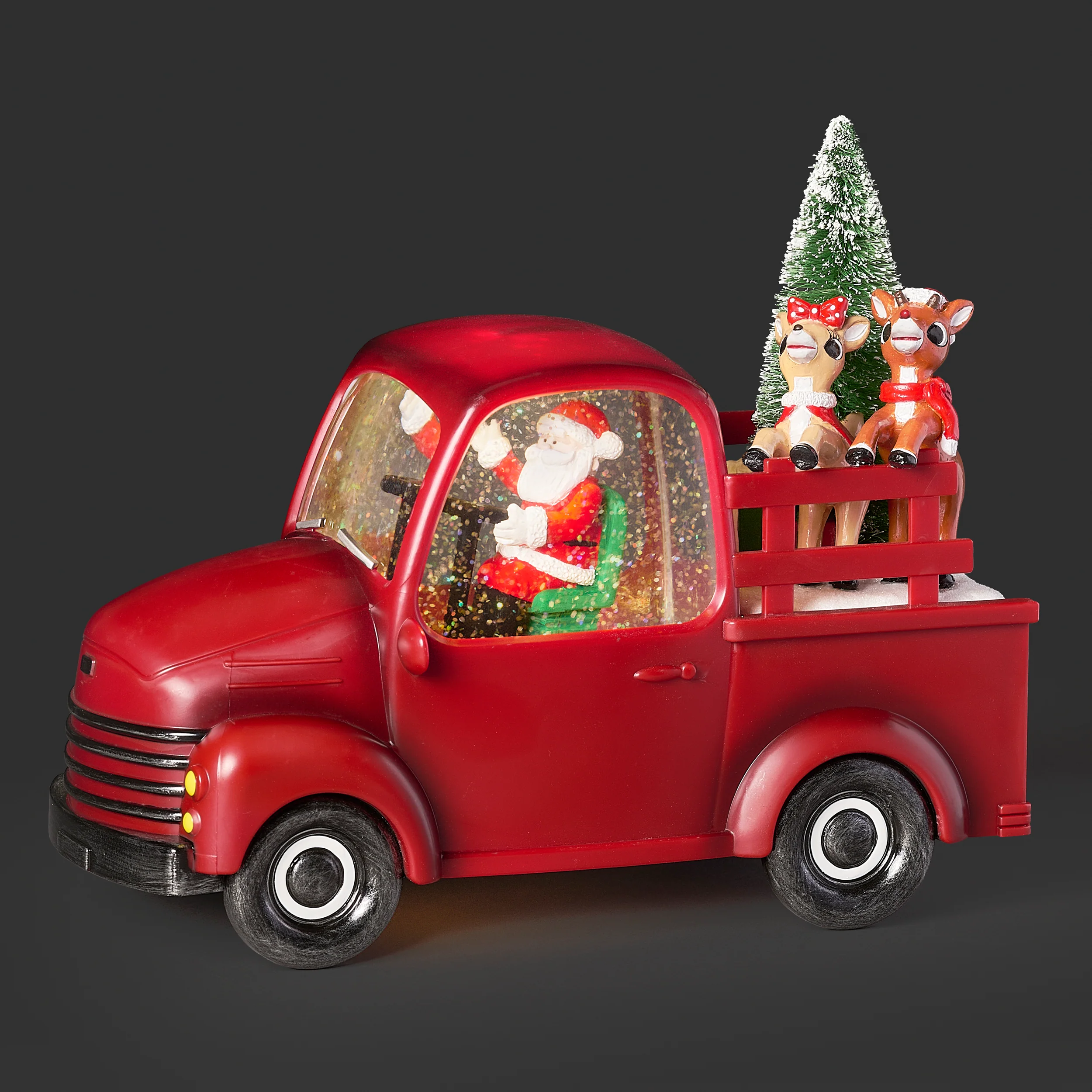 Rudolph Lighted Swirl Santa with Red Truck Confetti Lites