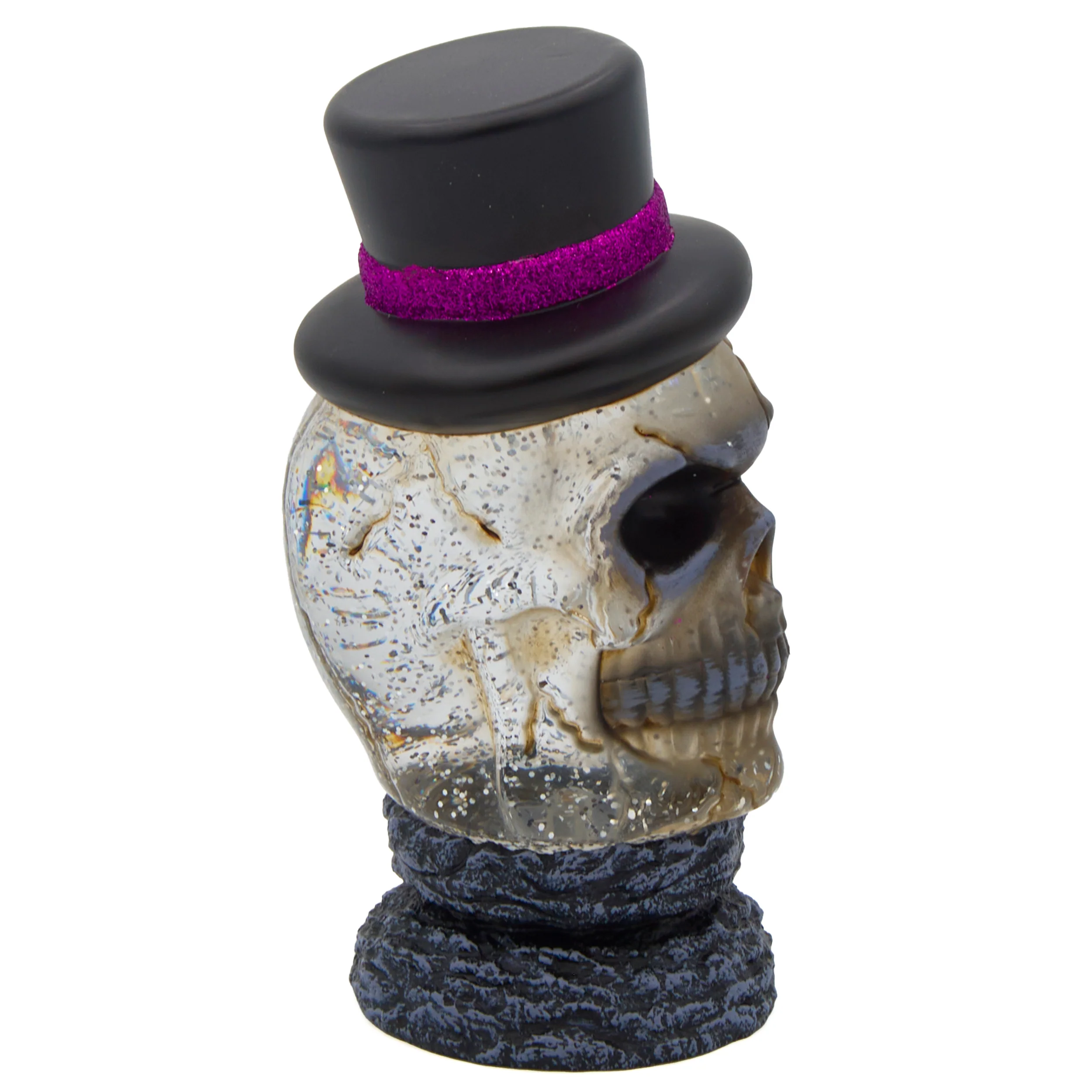 Glitterdome Lighted Swirl Skull with Top Hat - Image 2