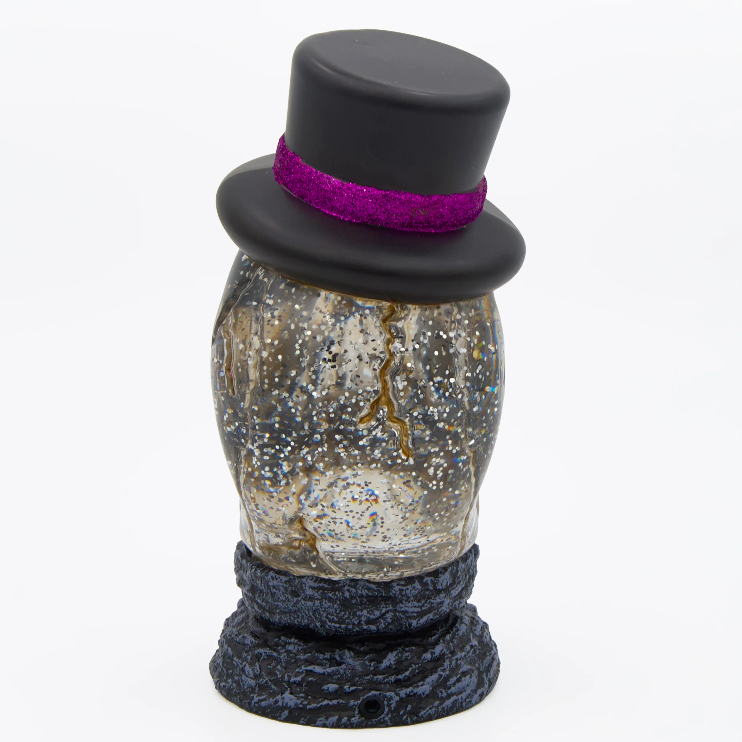 Glitterdome Lighted Swirl Skull with Top Hat - Image 3