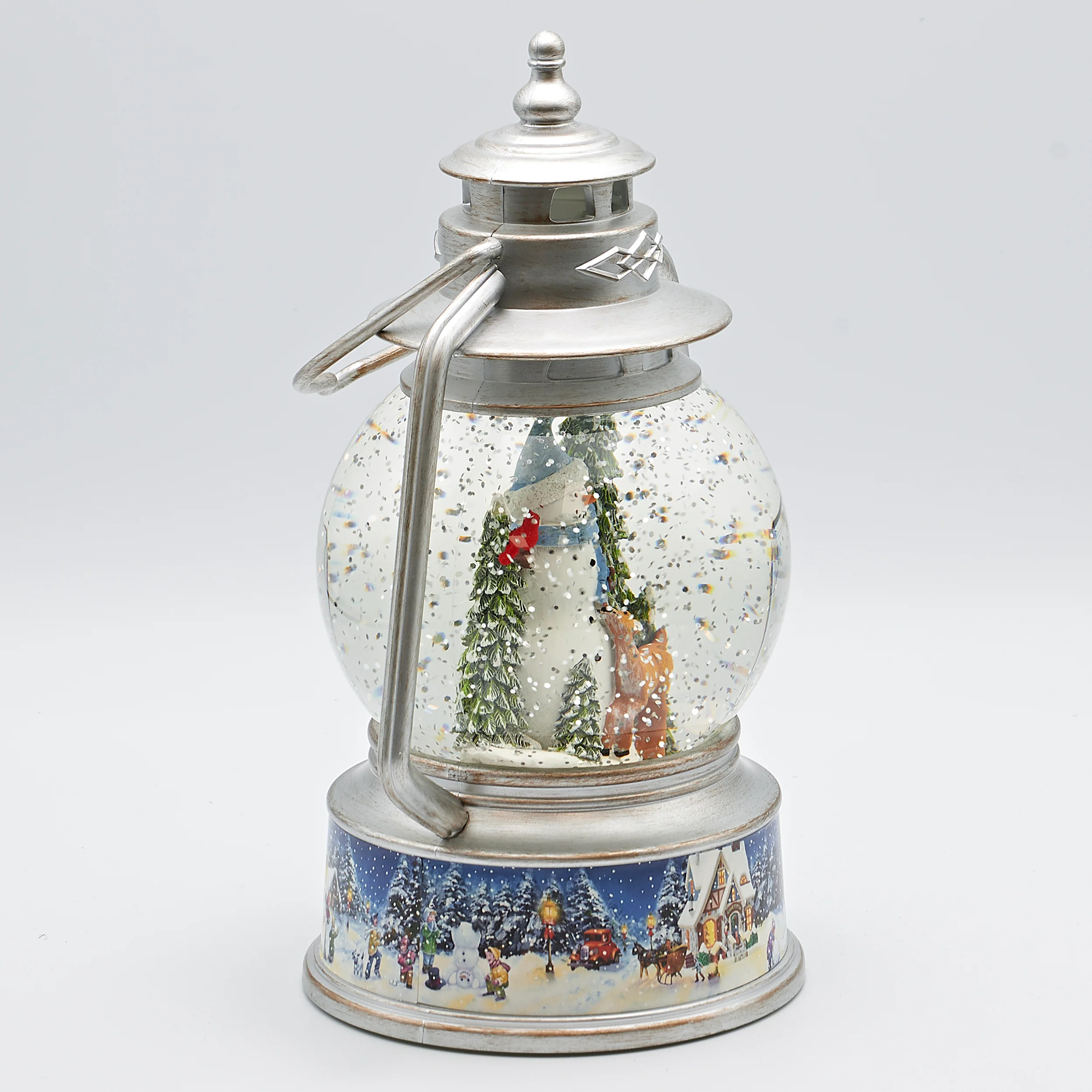 Confetti Lites Lighted Swirl Lantern with Snowman & Village Scene Base - Image 2